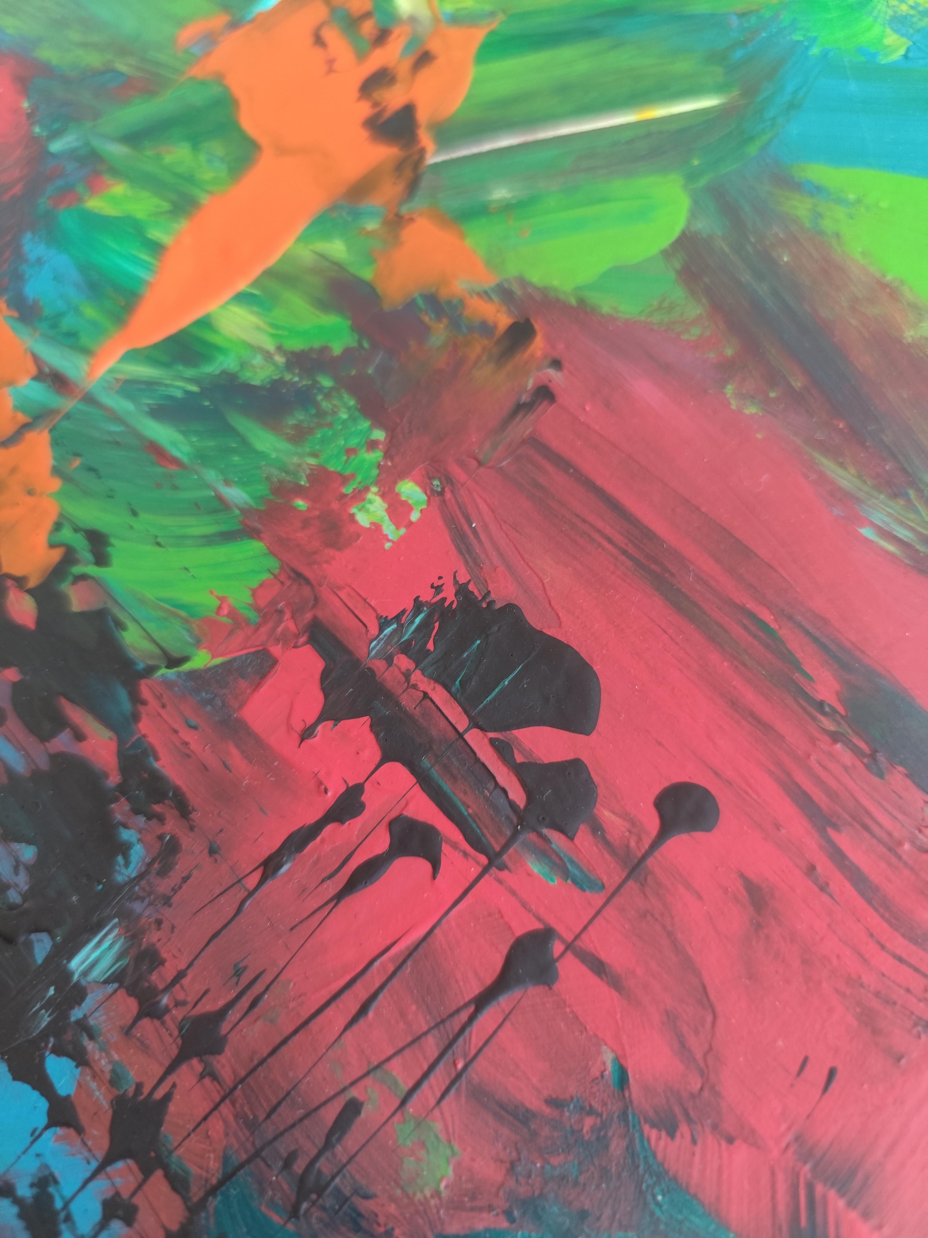 Peinture florale expressionniste abstraite contemporaine sur papier 