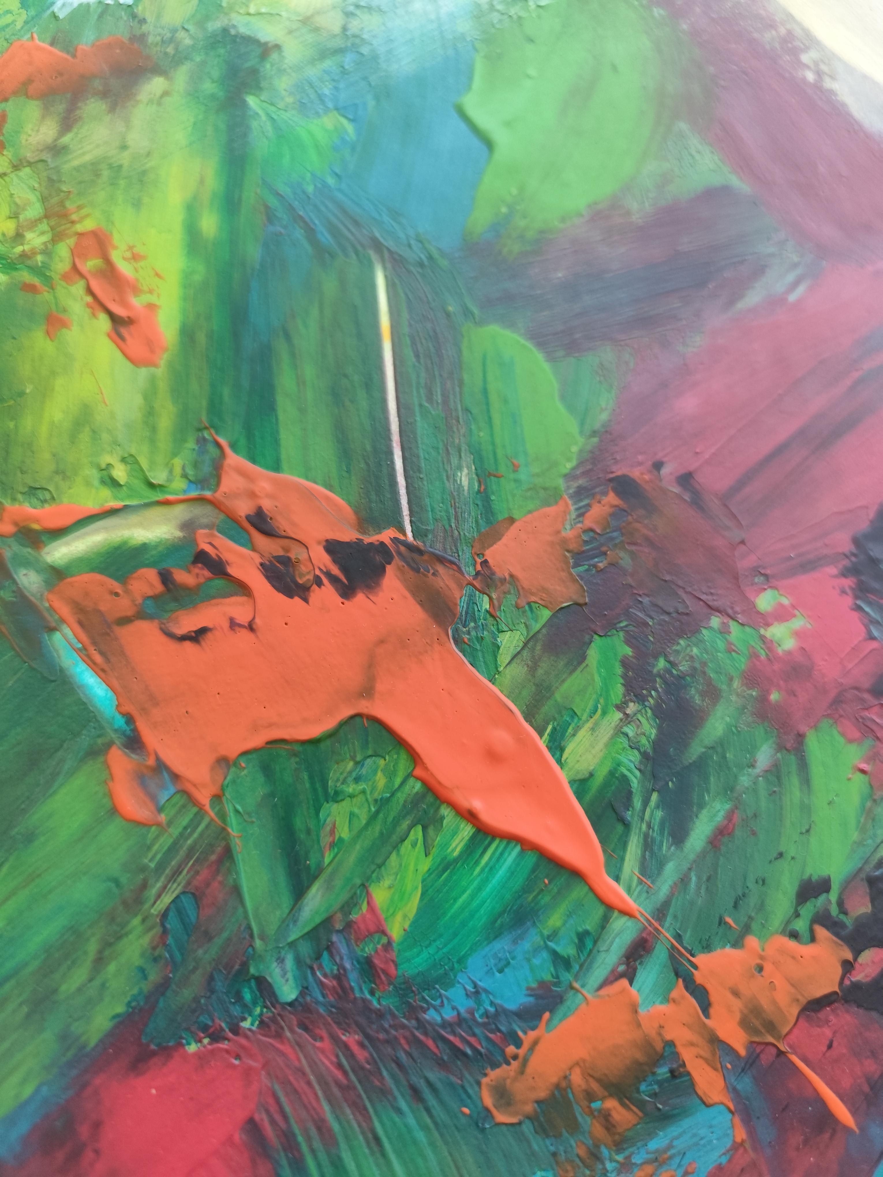 Peinture florale expressionniste abstraite contemporaine sur papier 