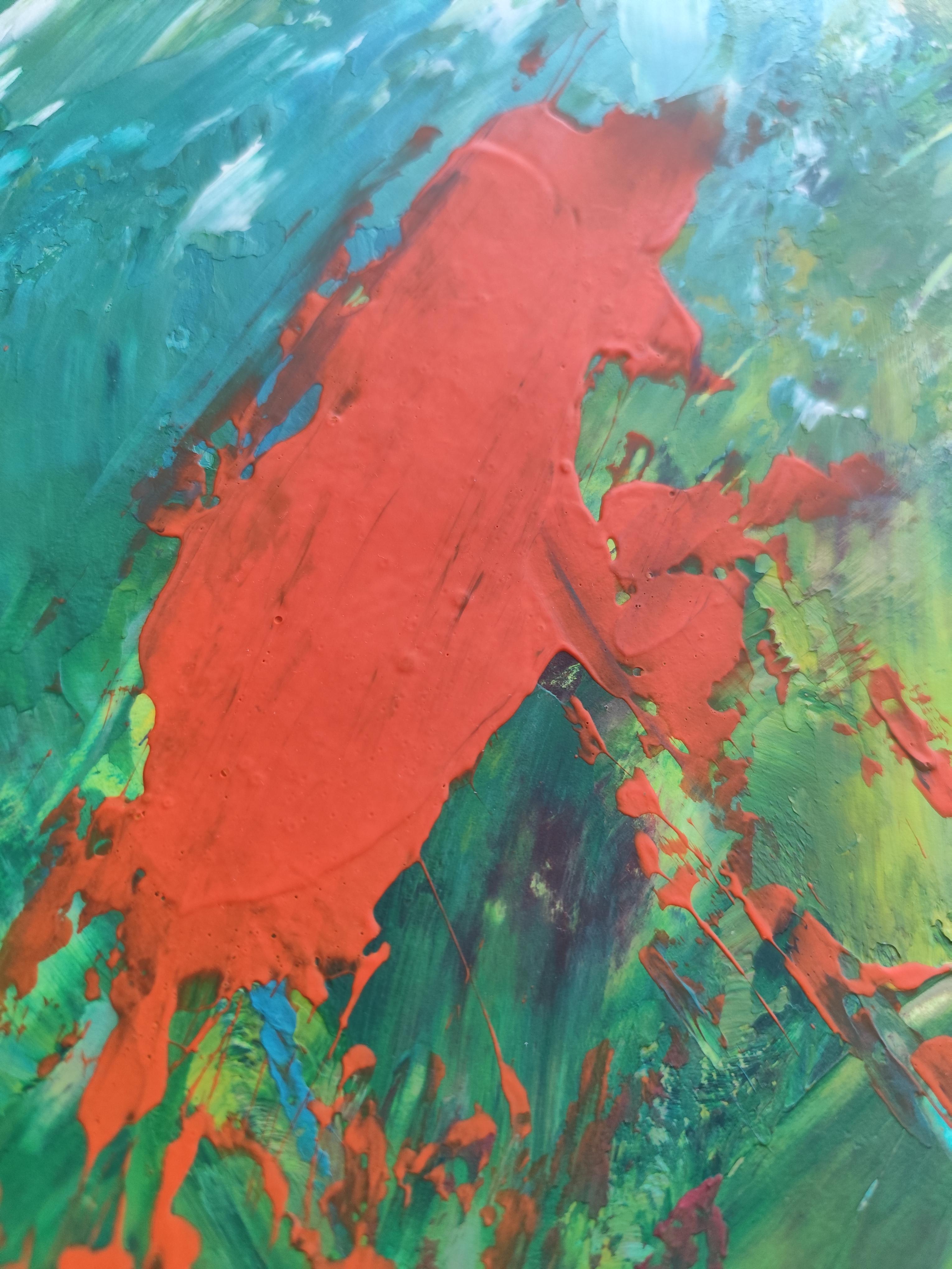 Peinture florale expressionniste abstraite contemporaine sur papier 