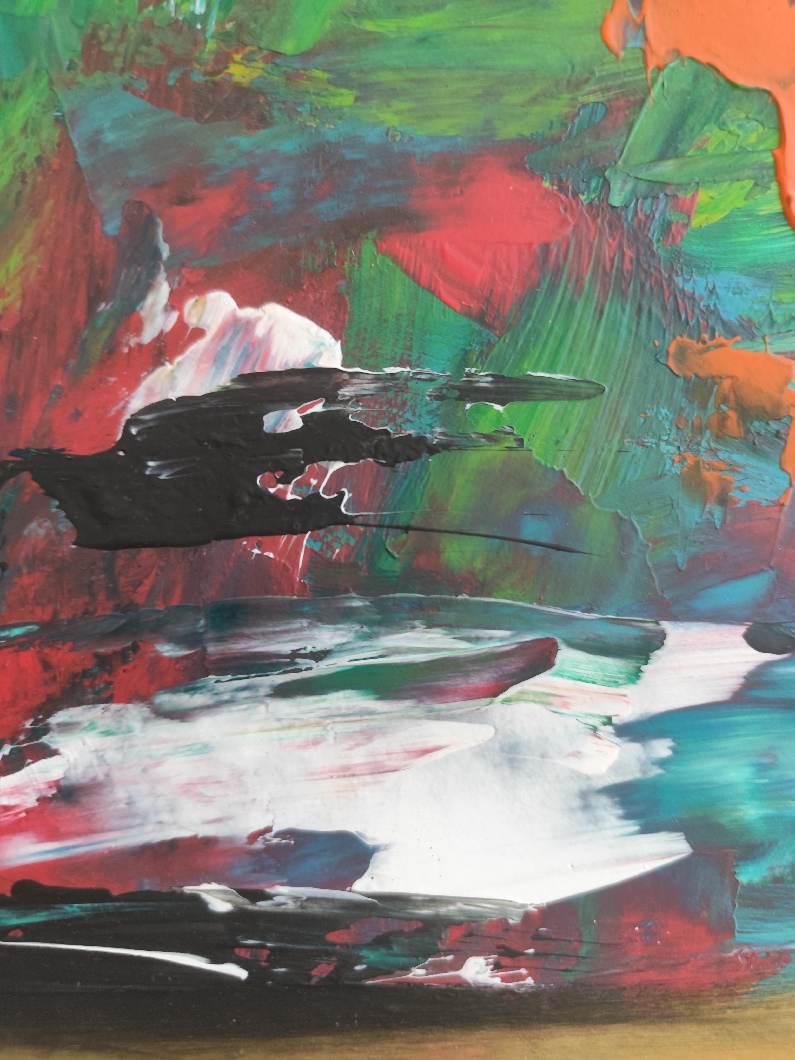 Peinture florale expressionniste abstraite contemporaine sur papier 