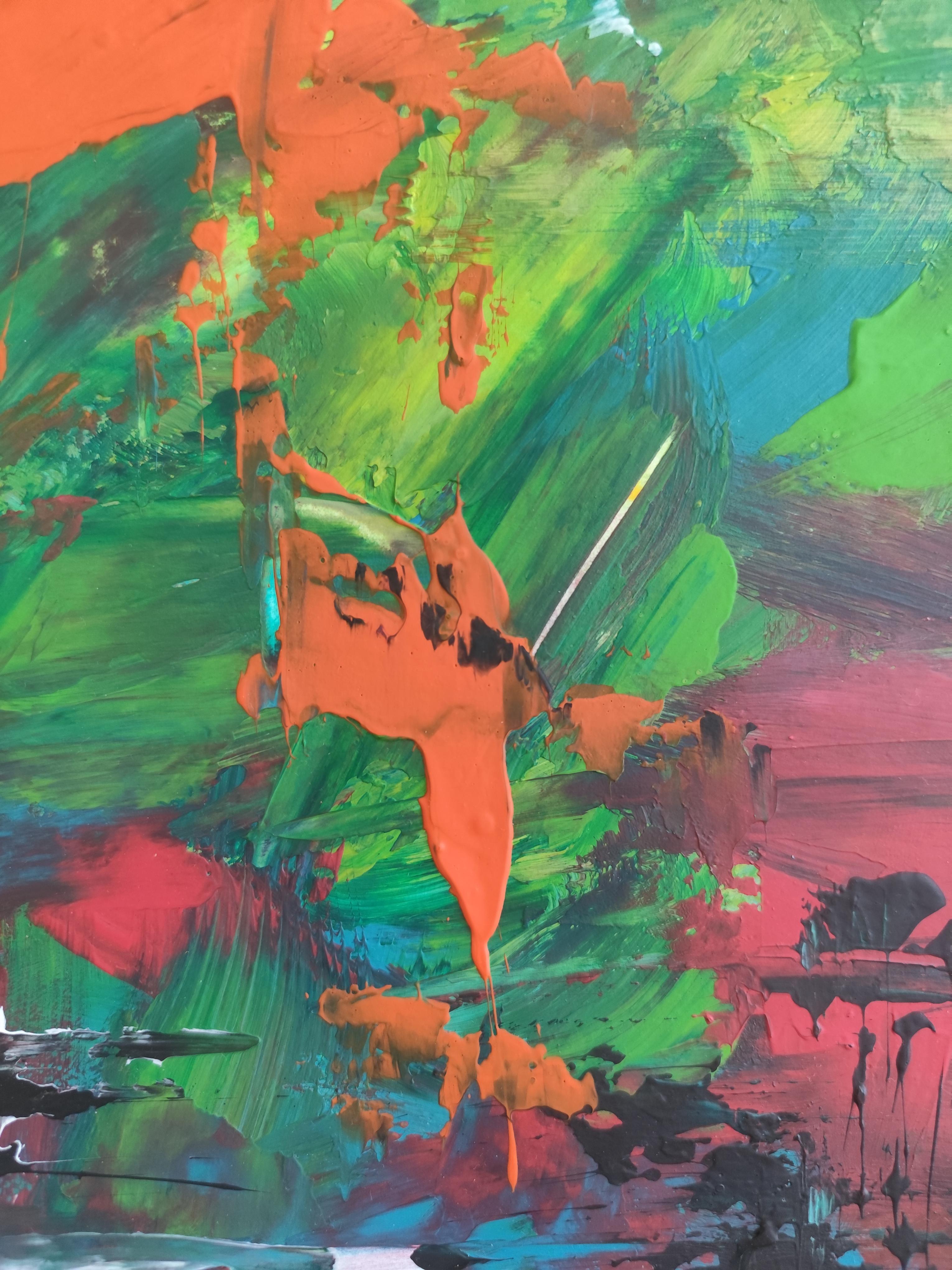 Peinture florale expressionniste abstraite contemporaine sur papier 