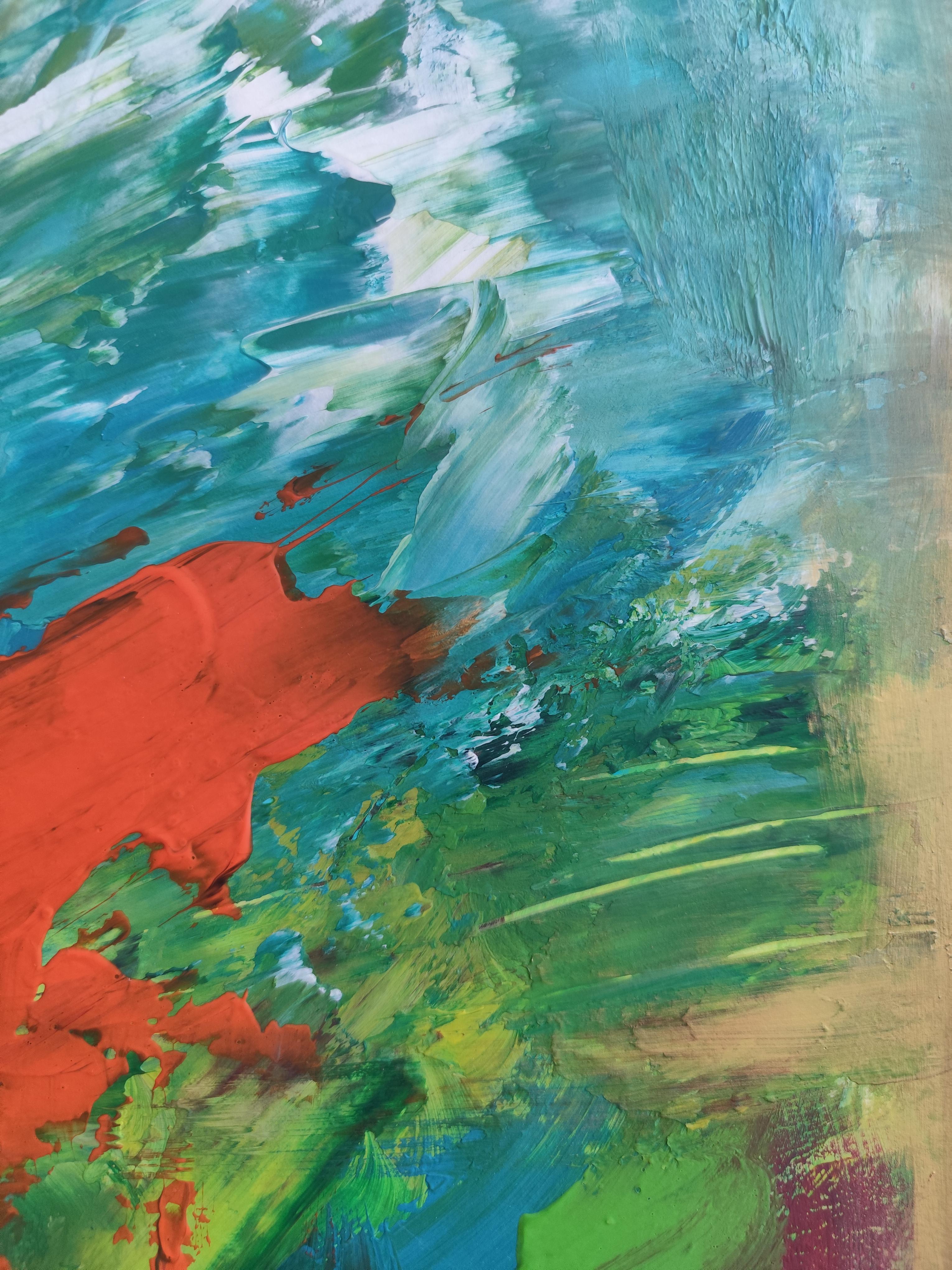 Peinture florale expressionniste abstraite contemporaine sur papier 
