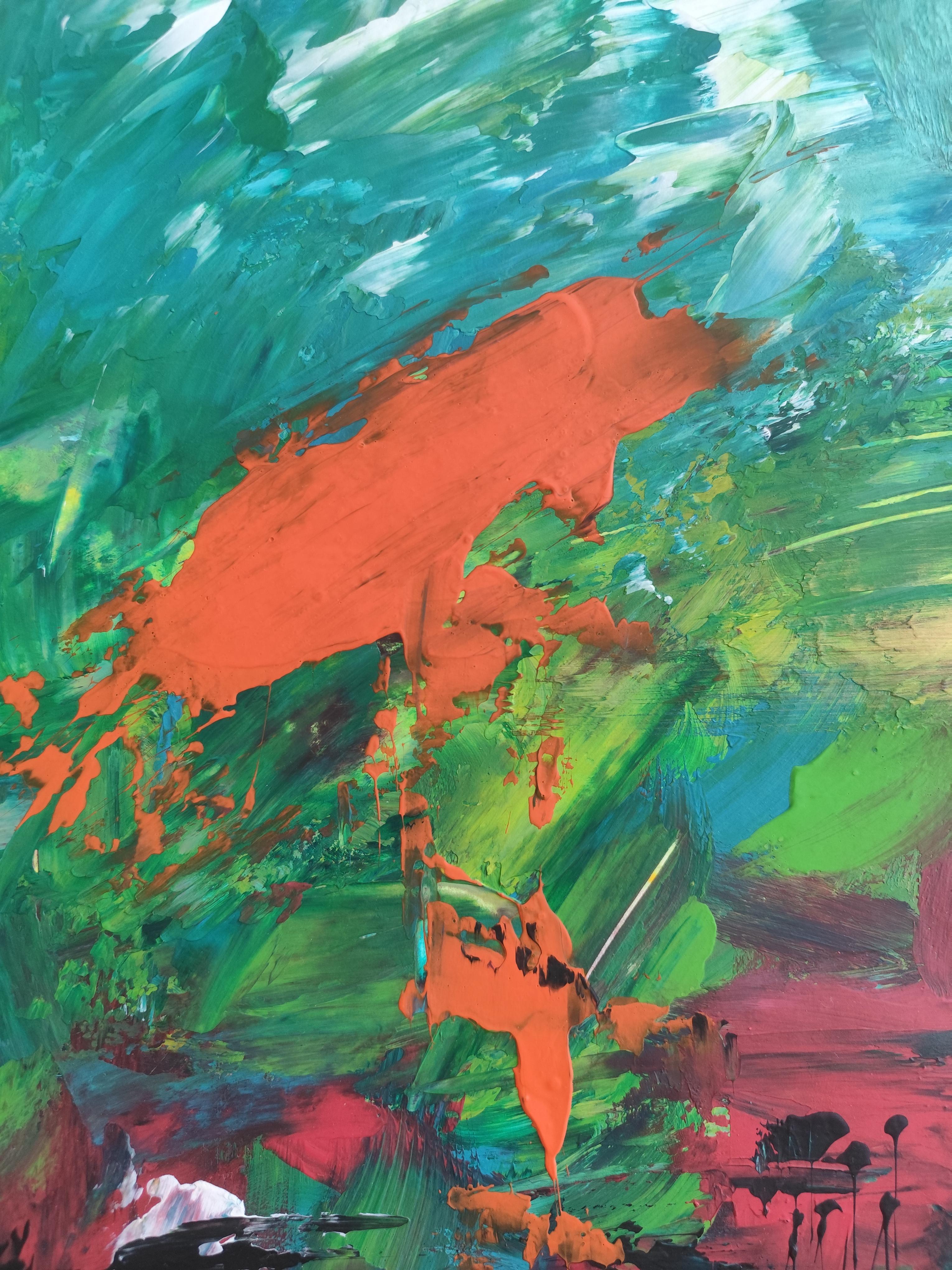 Peinture florale expressionniste abstraite contemporaine sur papier 