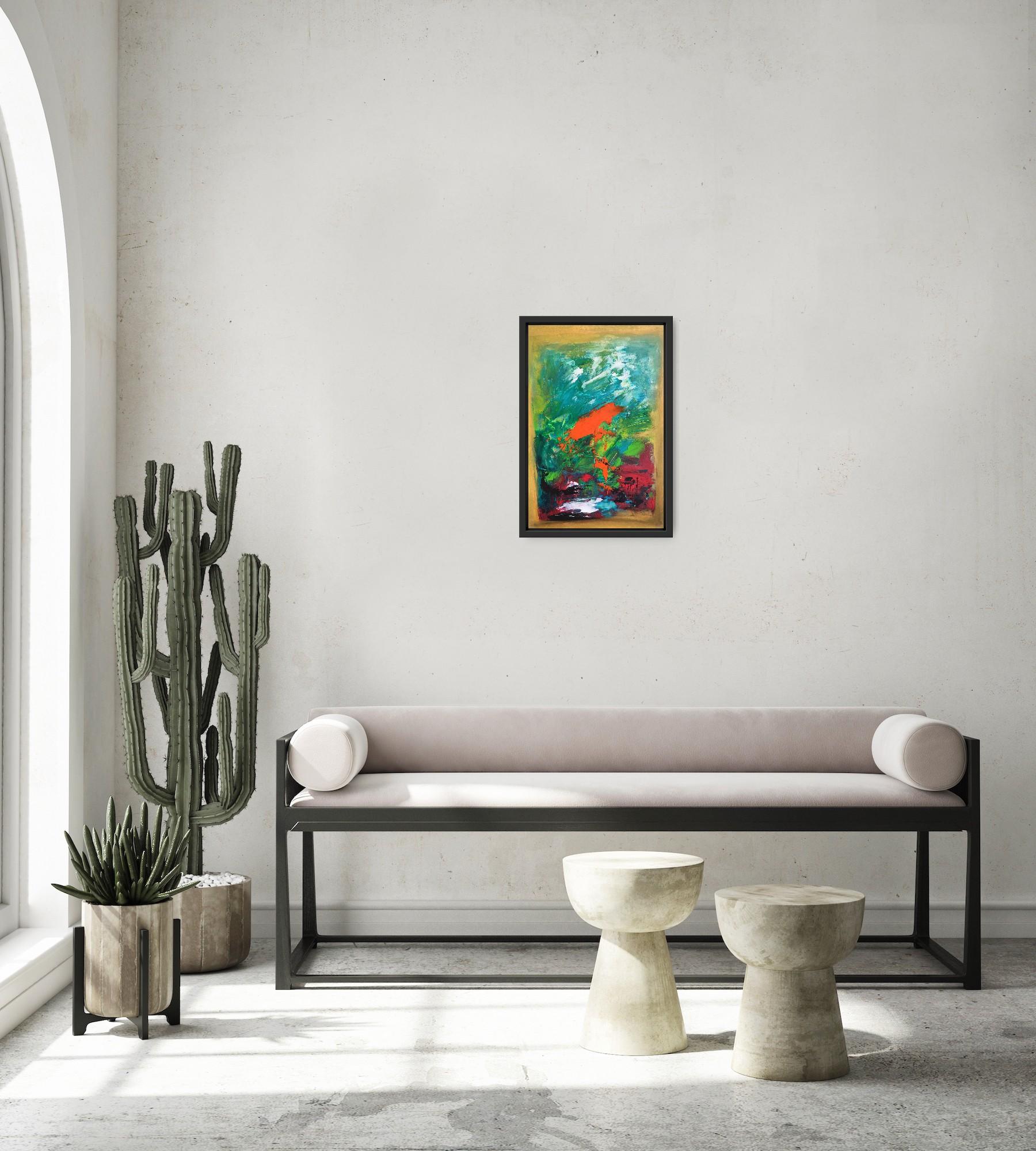 Peinture florale expressionniste abstraite contemporaine sur papier 