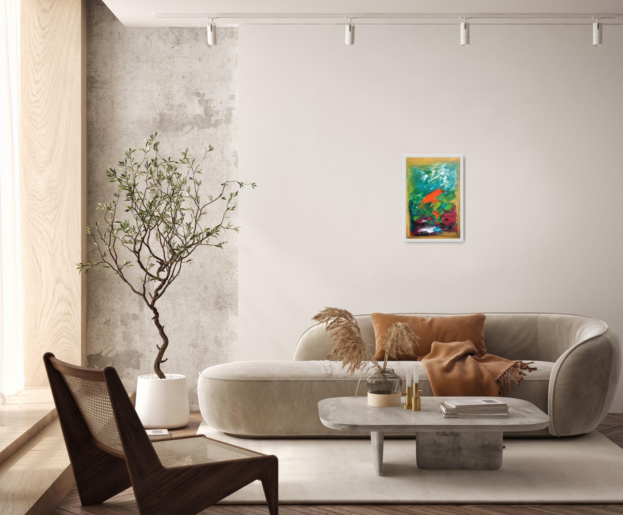 Peinture florale expressionniste abstraite contemporaine sur papier 