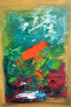Peinture florale expressionniste abstraite contemporaine sur papier "Coups libérés".