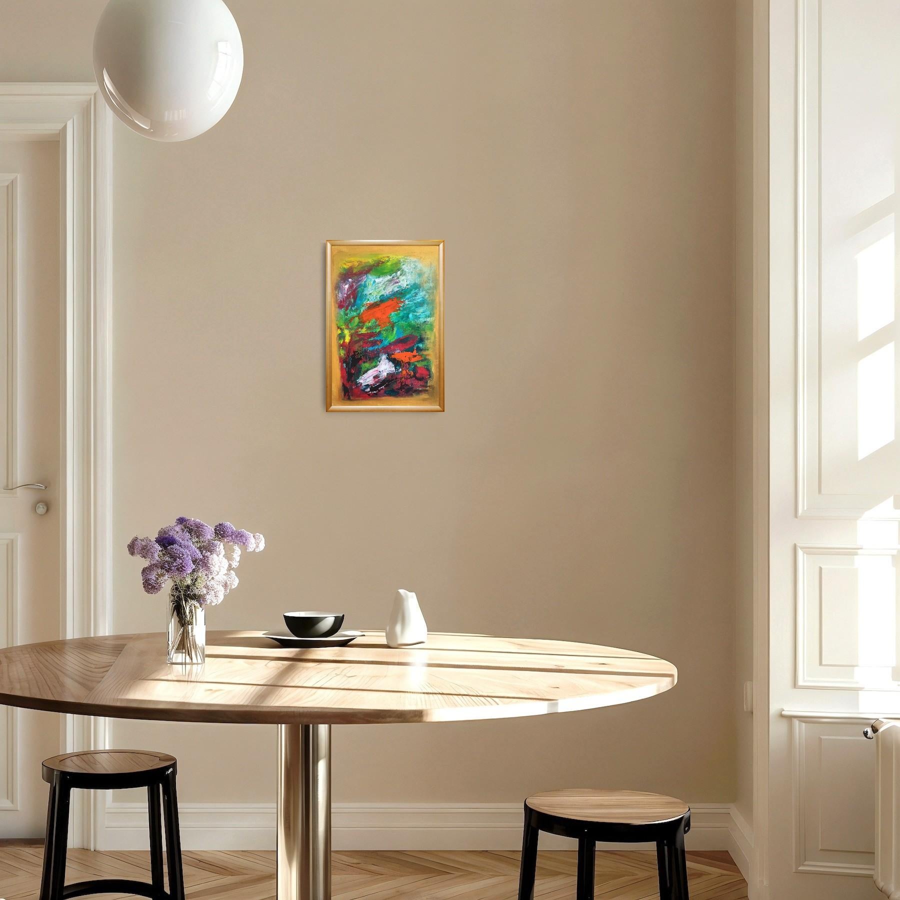 This contemporary abstract, dynamic, and expressive piece was created by French artist Natalya Mougenot and is part of her ongoing series dedicated to abstract expressionism. Natalya shares, “I love working in the abstract expressionist style, which
