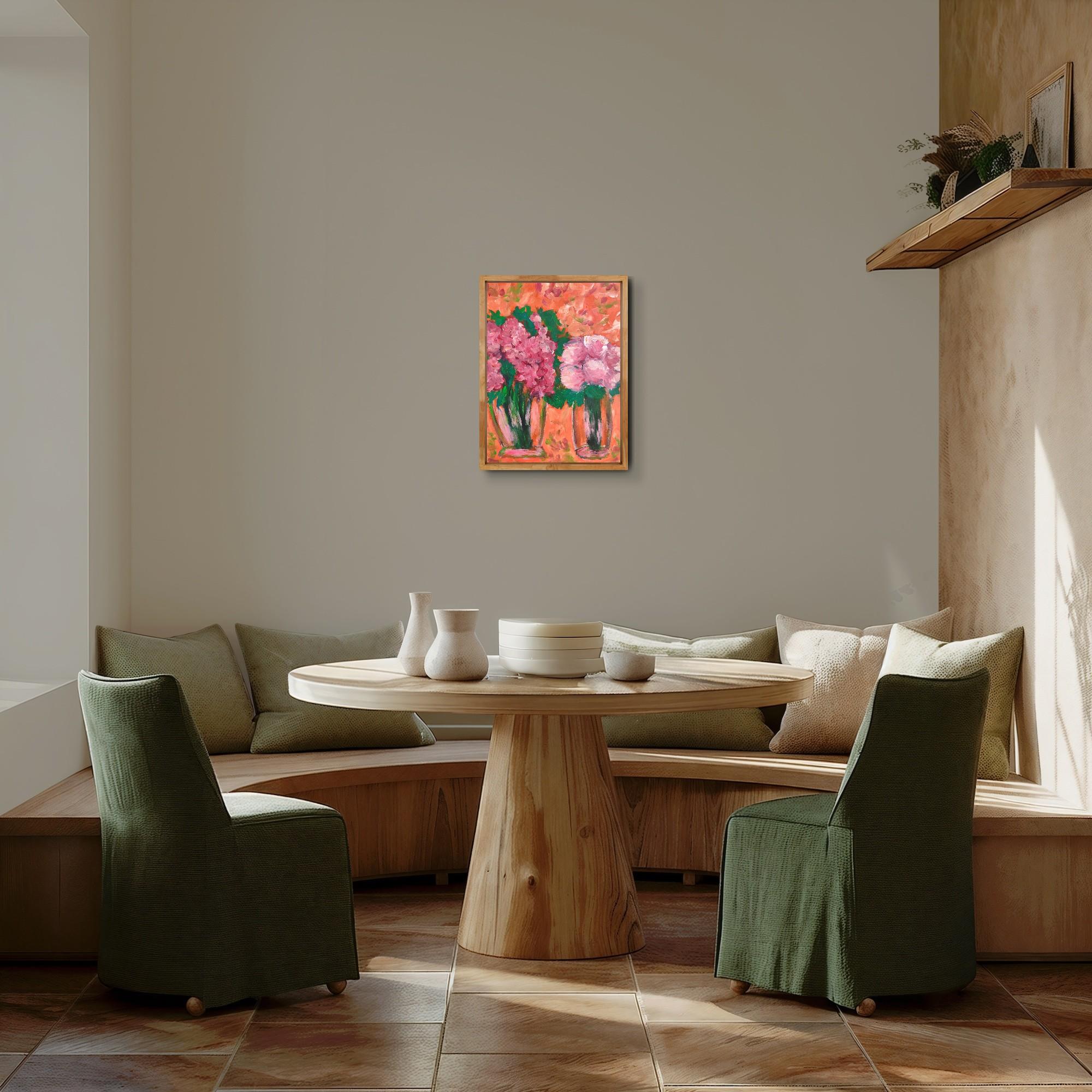 Quadro floreale astratto espressionista contemporaneo su carta 