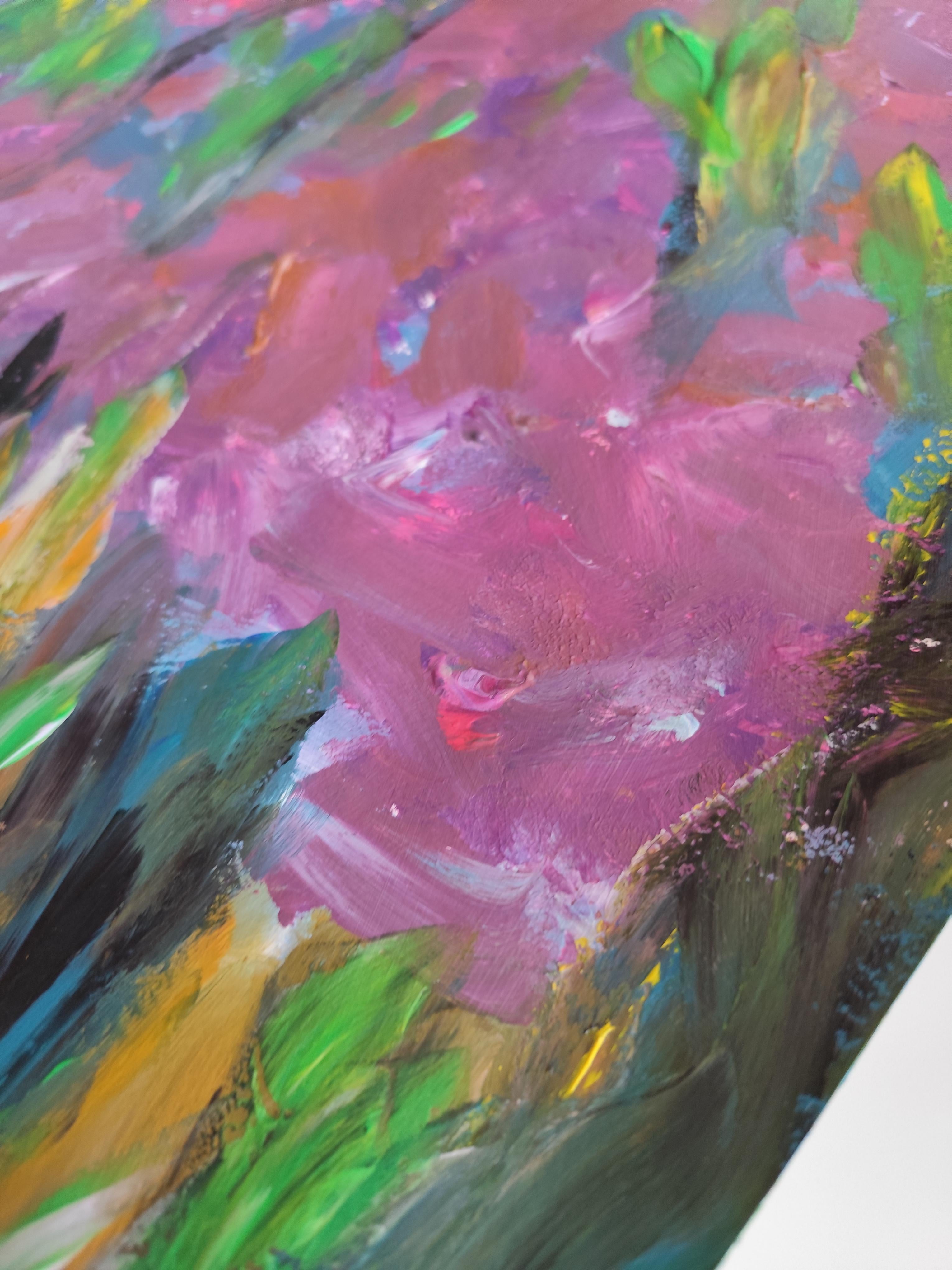 Peinture florale expressionniste abstraite contemporaine sur papier 