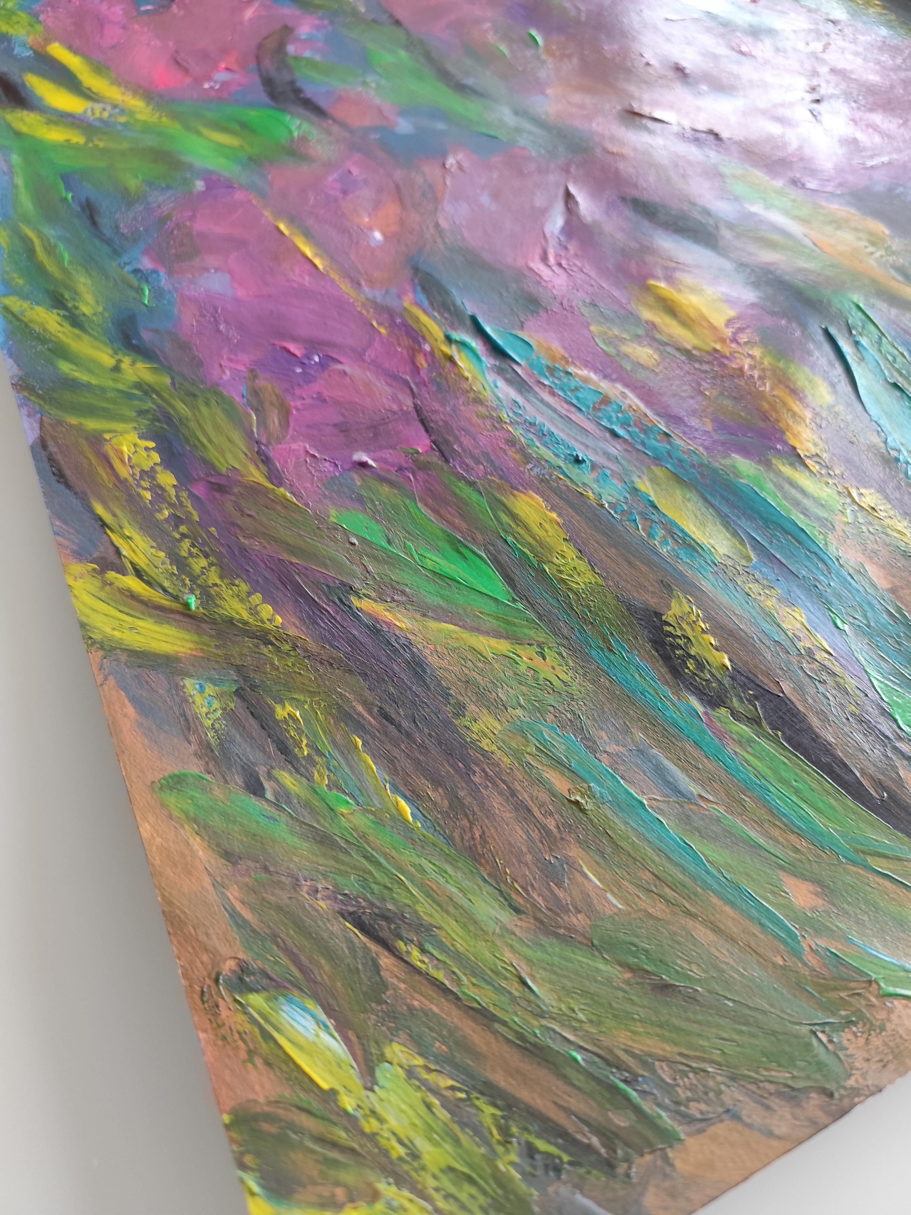 Peinture florale expressionniste abstraite contemporaine sur papier 