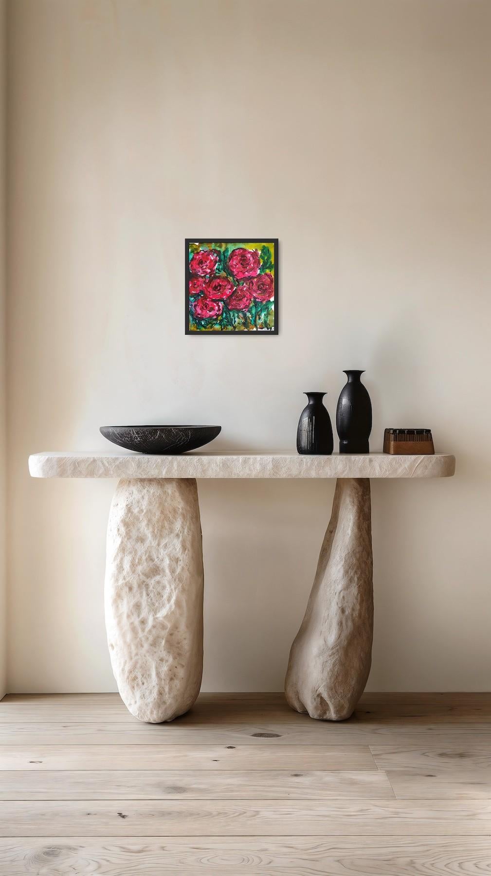 Contemporary abstract expressionist  floral watercolor painting 