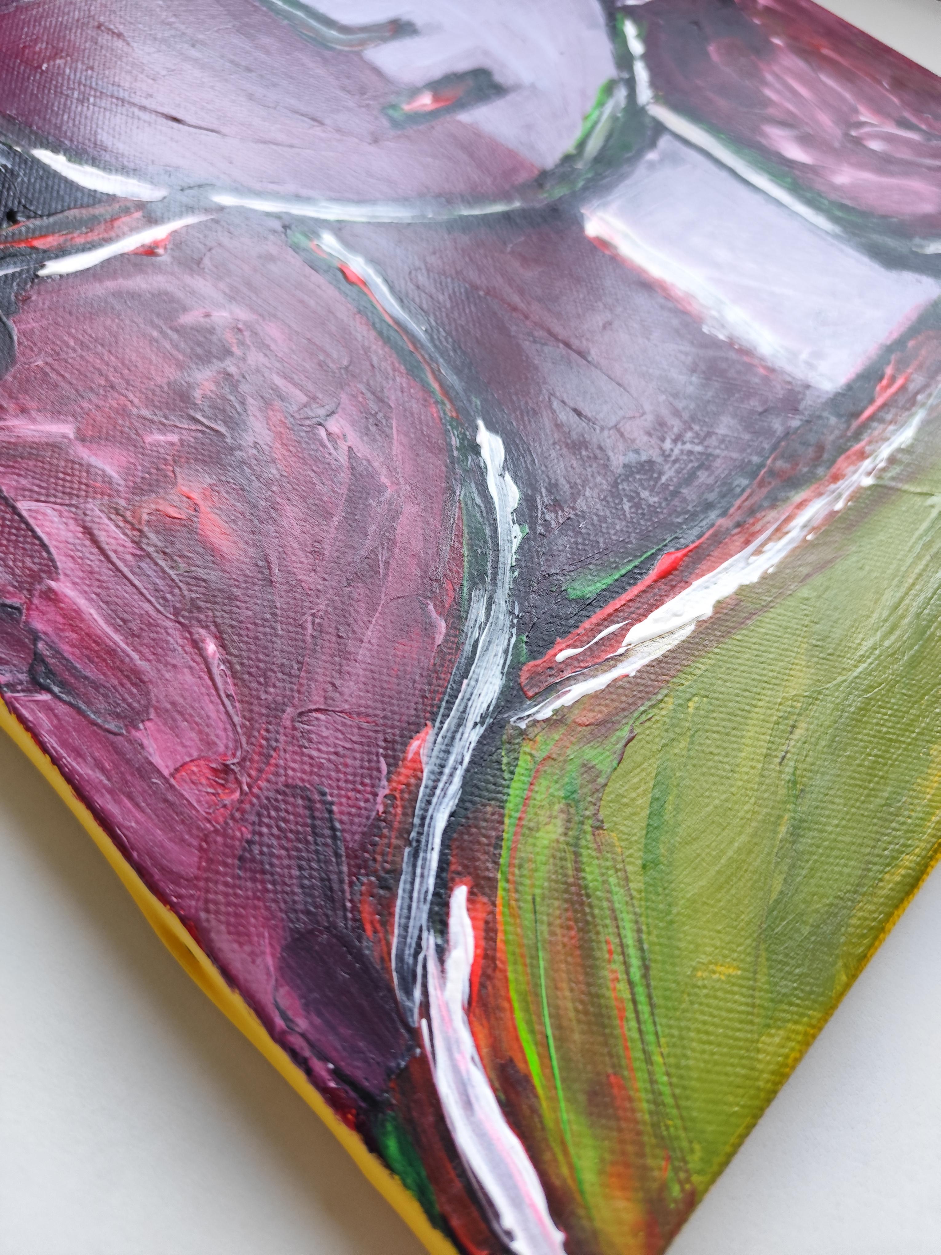 Zeitgenössisches abstraktes expressionistisches Menschenporträt auf Leinwand 