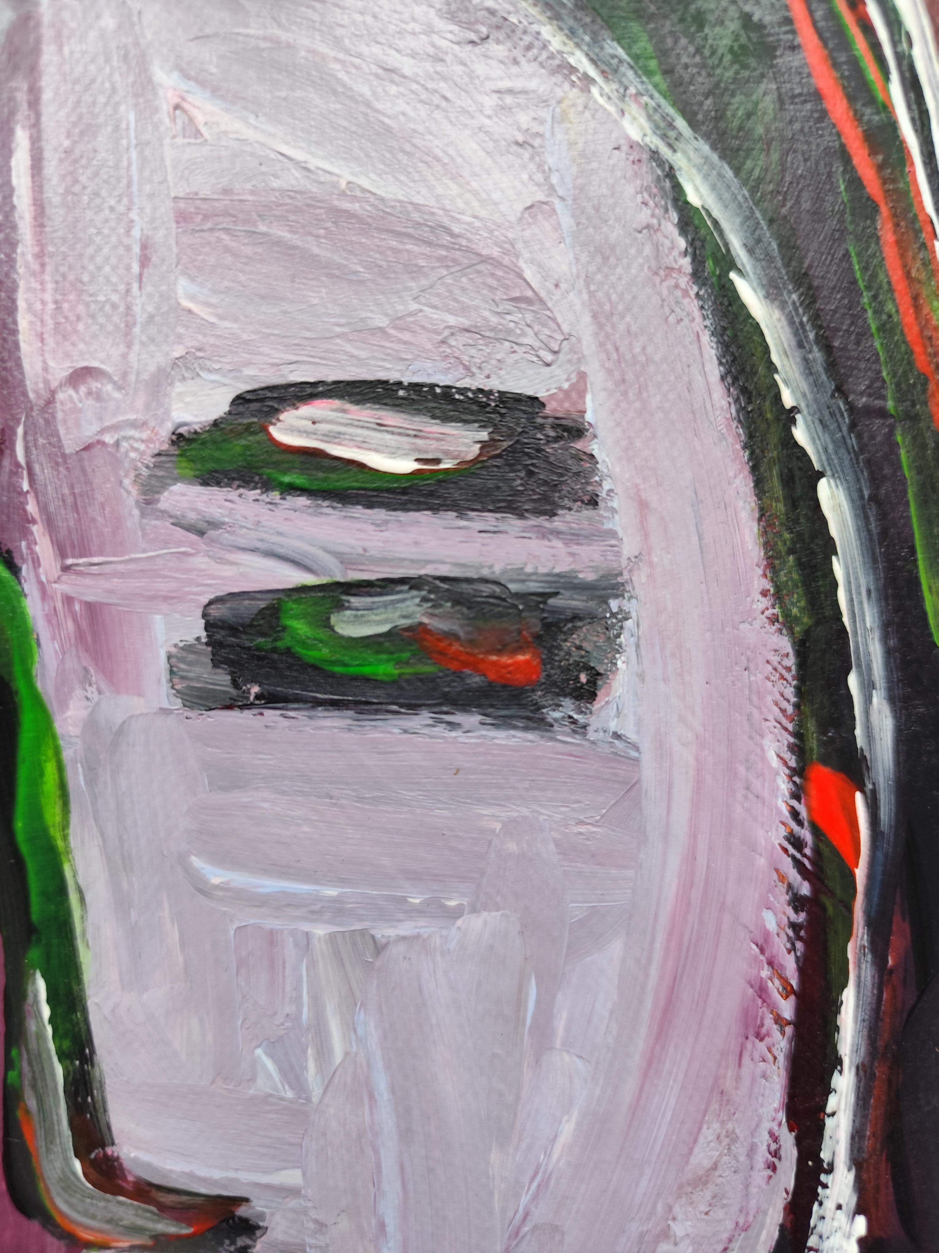 Zeitgenössisches abstraktes expressionistisches Menschenporträt auf Leinwand 