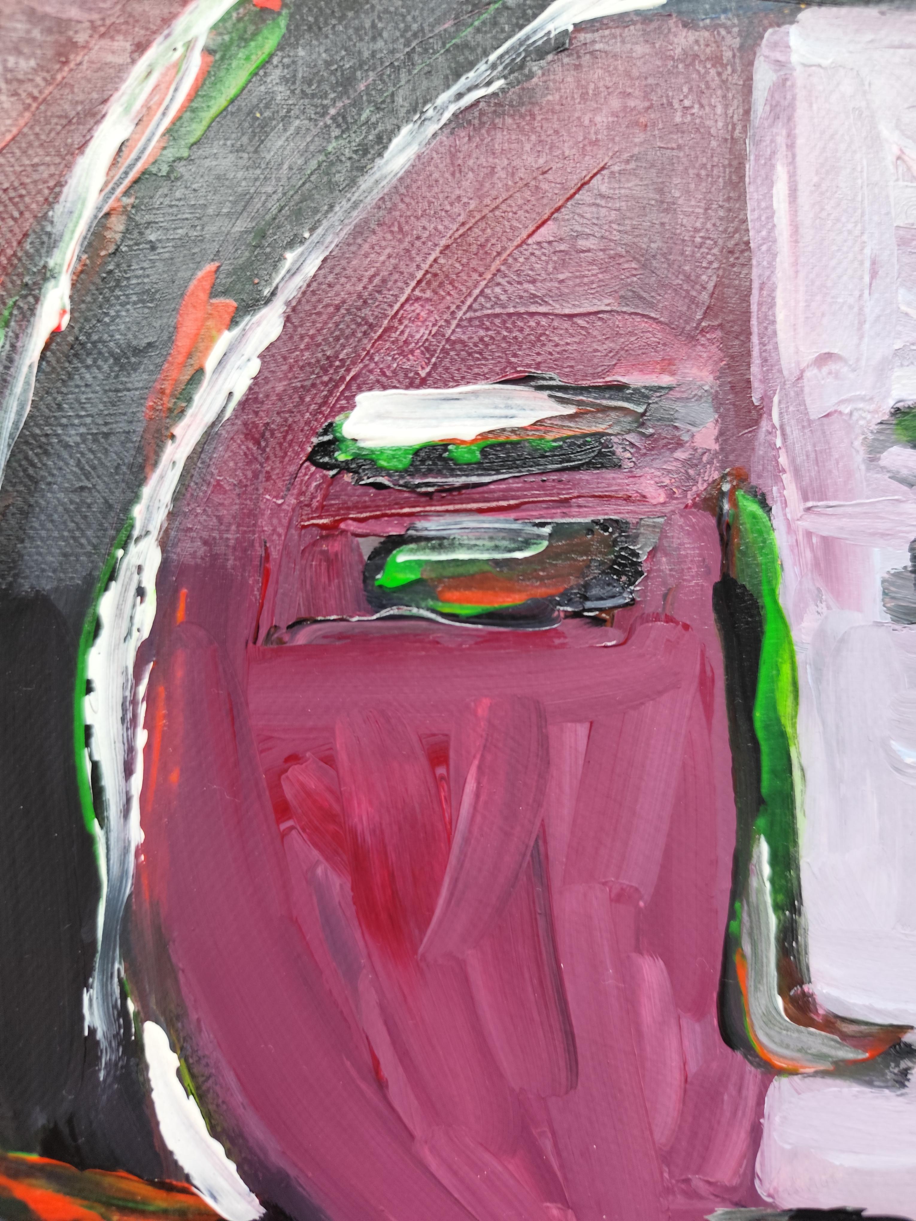 Zeitgenössisches abstraktes expressionistisches Menschenporträt auf Leinwand 