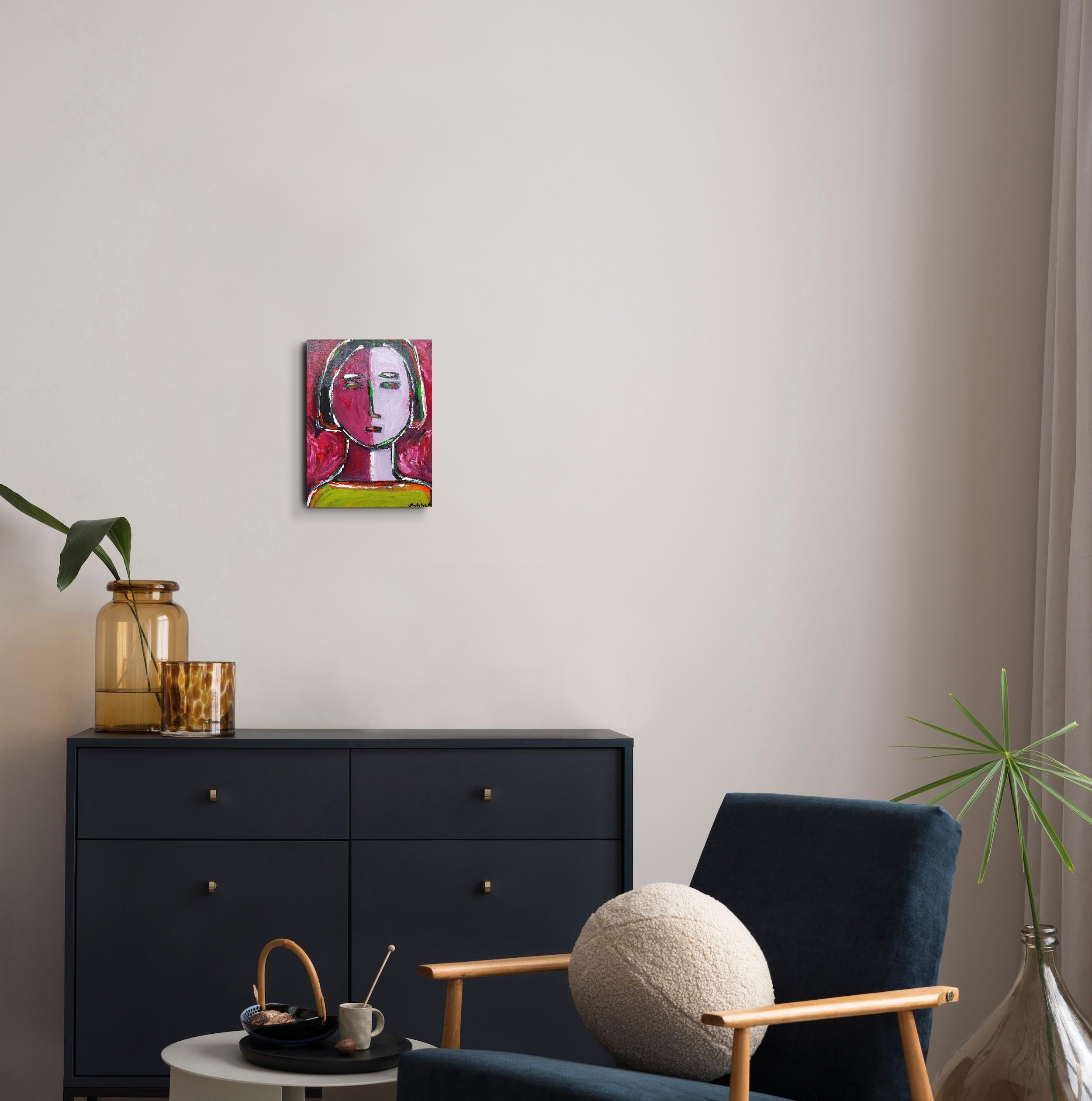 Zeitgenössisches abstraktes expressionistisches Menschenporträt auf Leinwand 