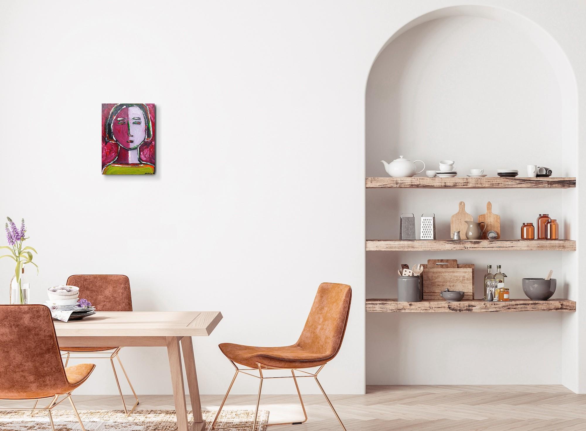 Zeitgenössisches abstraktes expressionistisches Menschenporträt auf Leinwand 