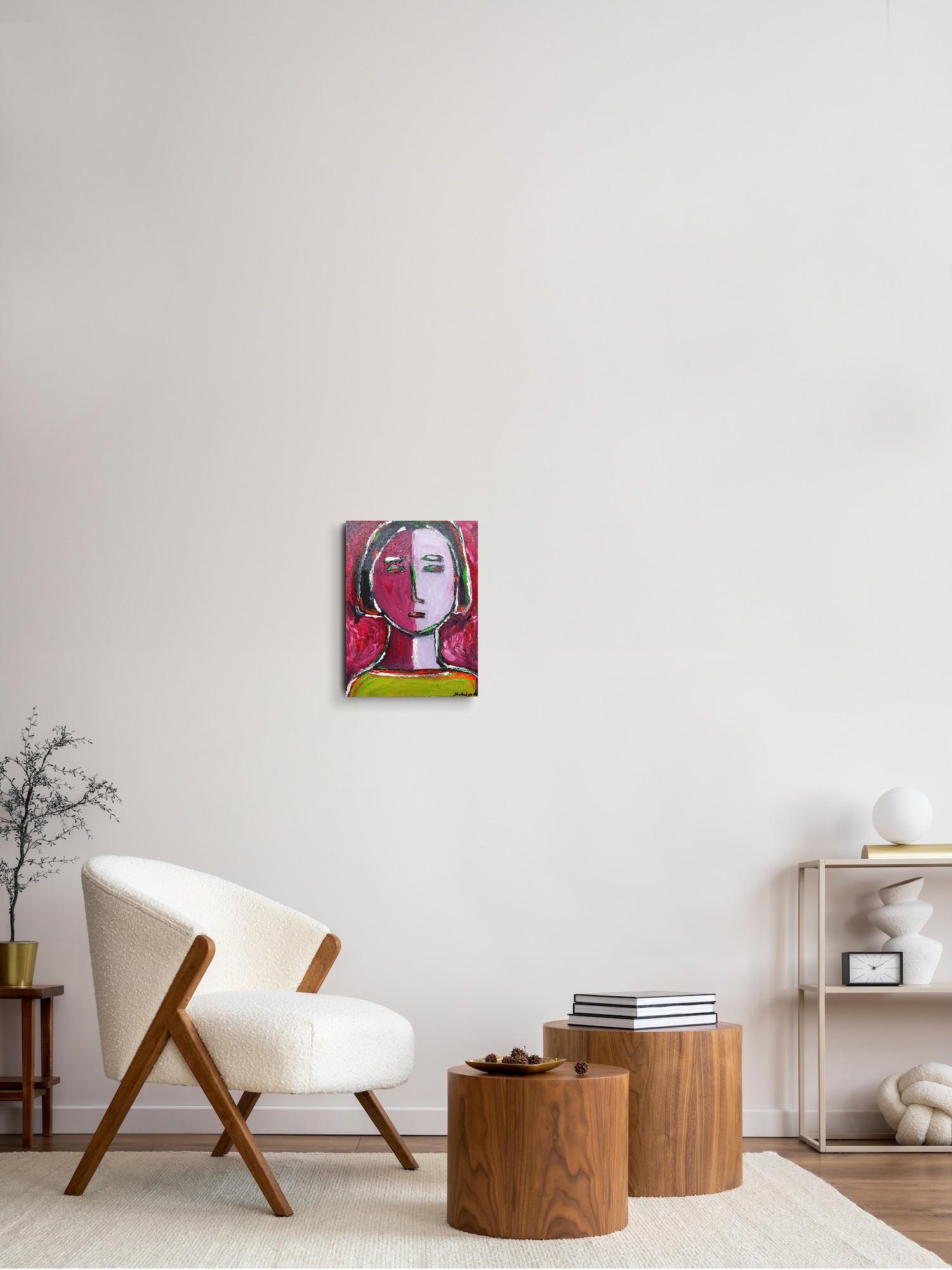 Zeitgenössisches abstraktes expressionistisches Menschenporträt auf Leinwand 