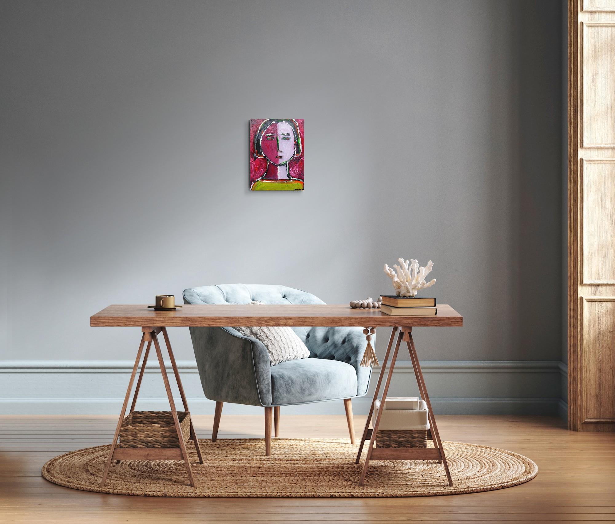 Zeitgenössisches abstraktes expressionistisches Menschenporträt auf Leinwand 