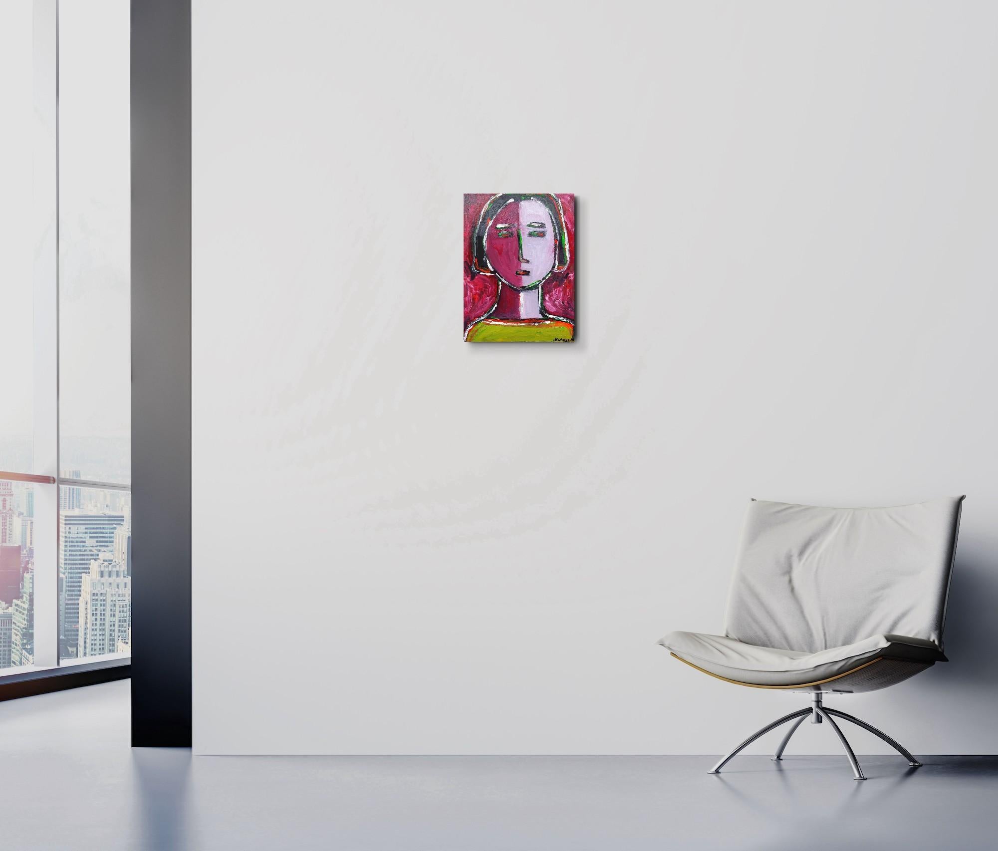 Zeitgenössisches abstraktes expressionistisches Menschenporträt auf Leinwand 