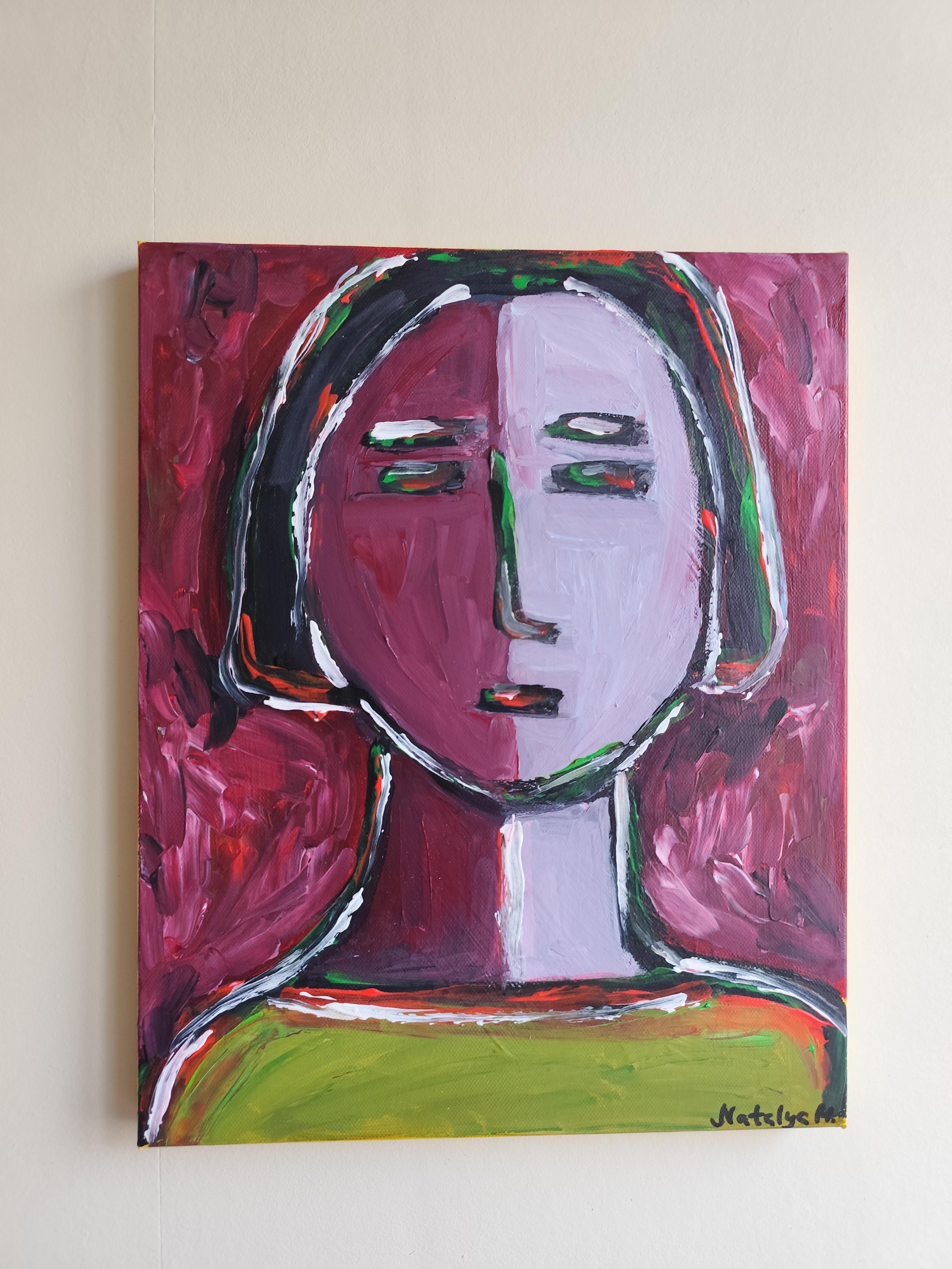 Zeitgenössisches abstraktes expressionistisches Menschenporträt auf Leinwand 