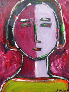 Retrato humano expresionista abstracto contemporáneo sobre lienzo "Identidad interior"