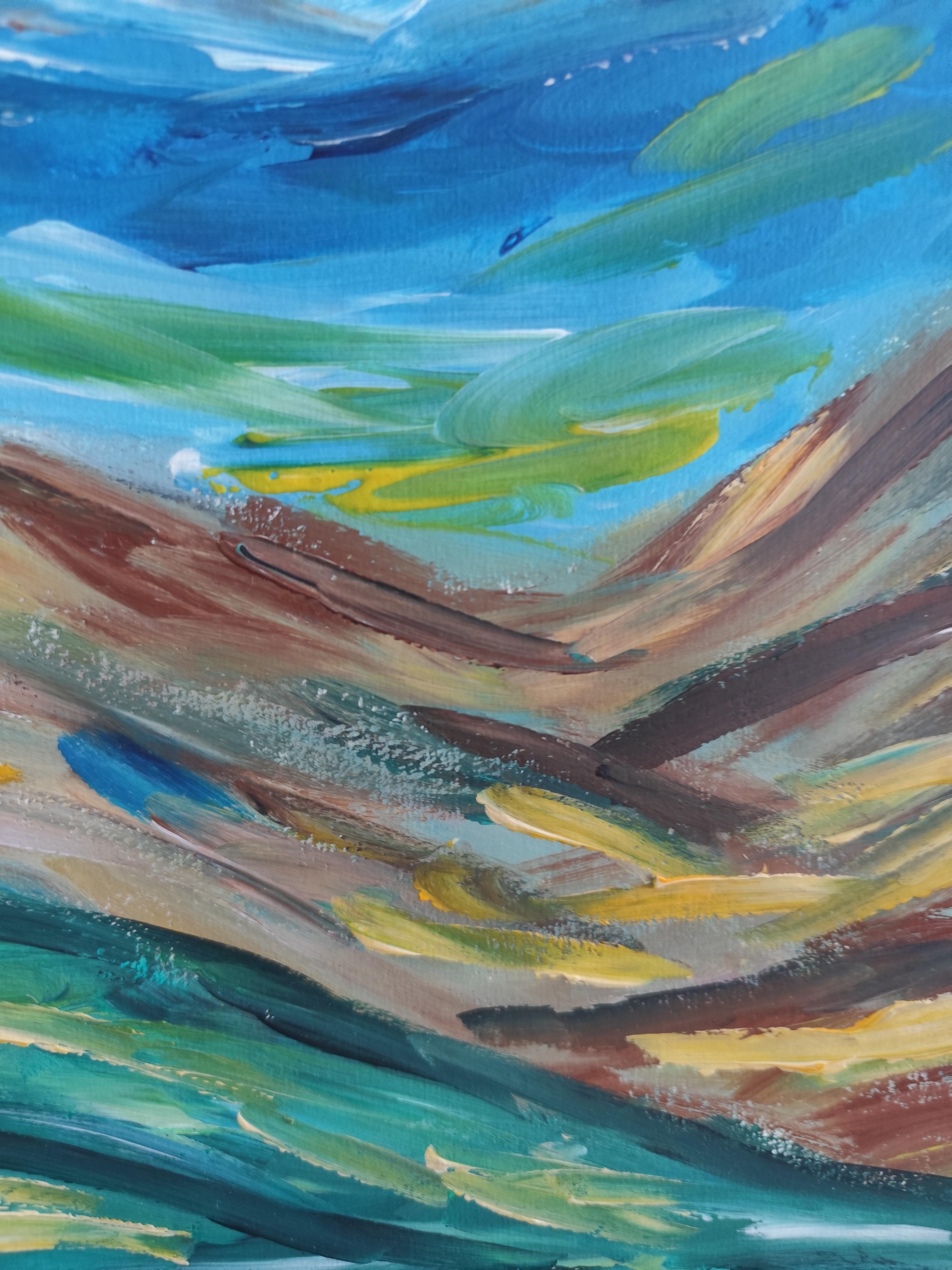 Zeitgenössisches abstraktes expressionistisches Natur-Acrylgemälde 