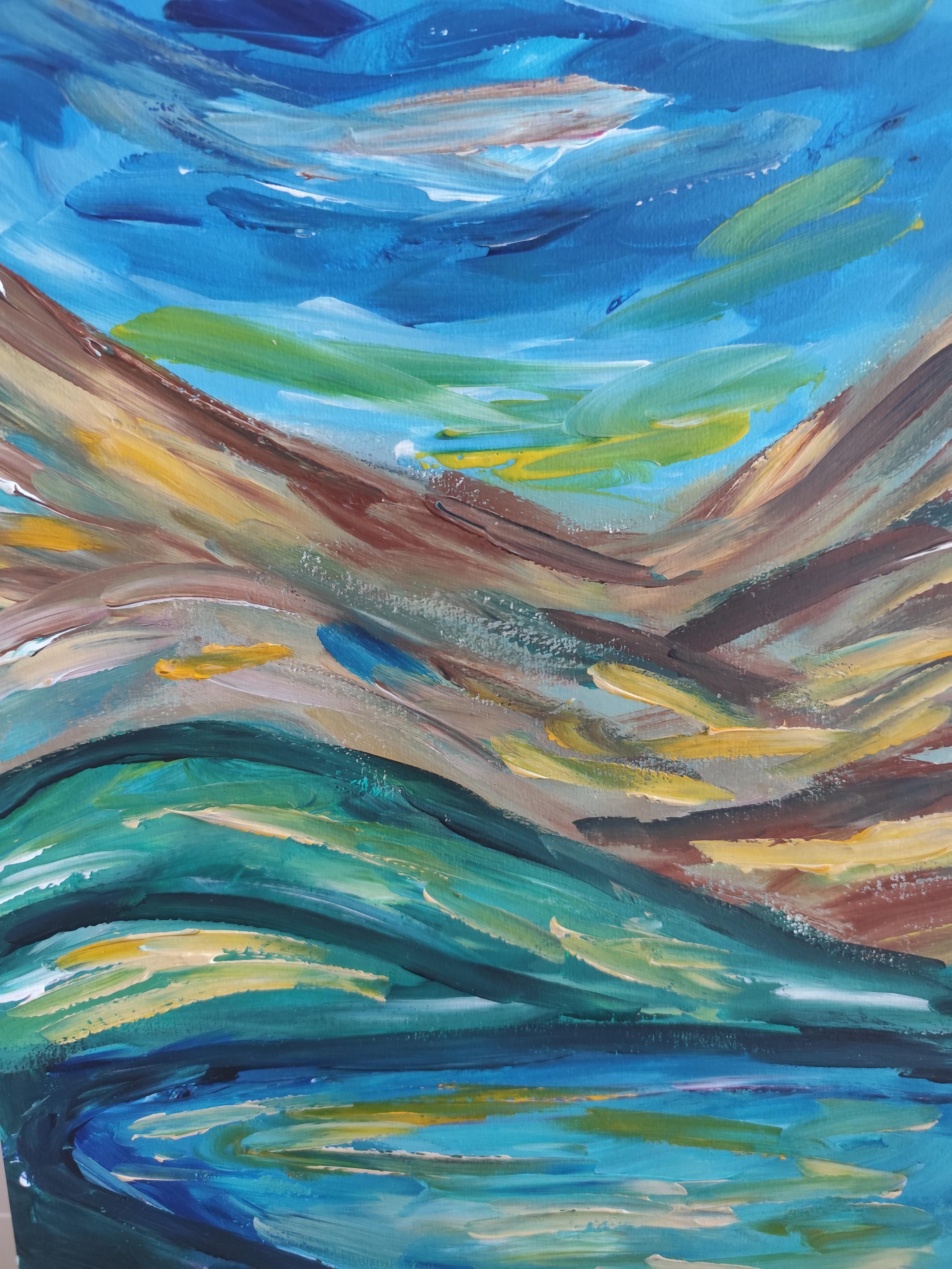 Zeitgenössisches abstraktes expressionistisches Natur-Acrylgemälde 