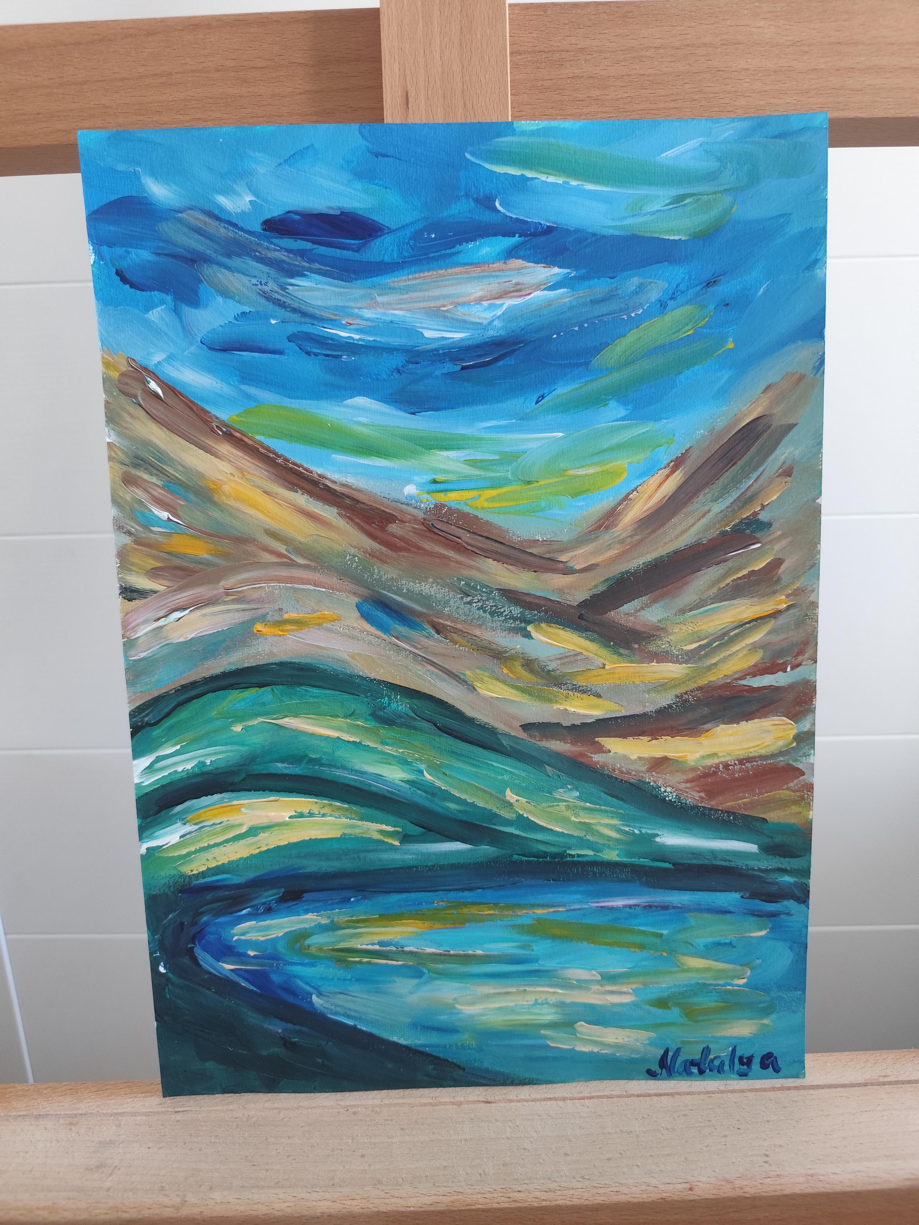 Zeitgenössisches abstraktes expressionistisches Natur-Acrylgemälde 