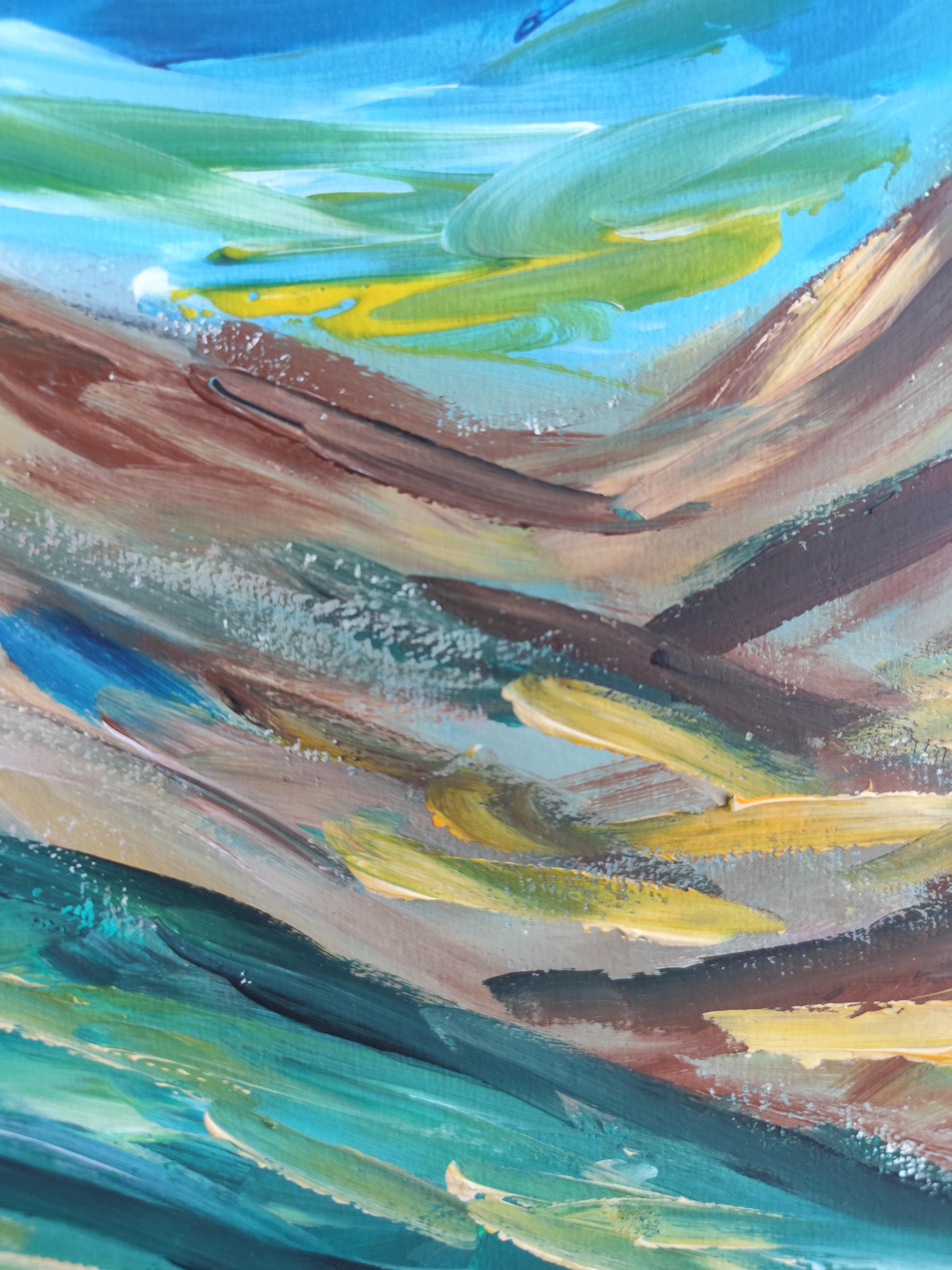 Zeitgenössisches abstraktes expressionistisches Natur-Acrylgemälde 