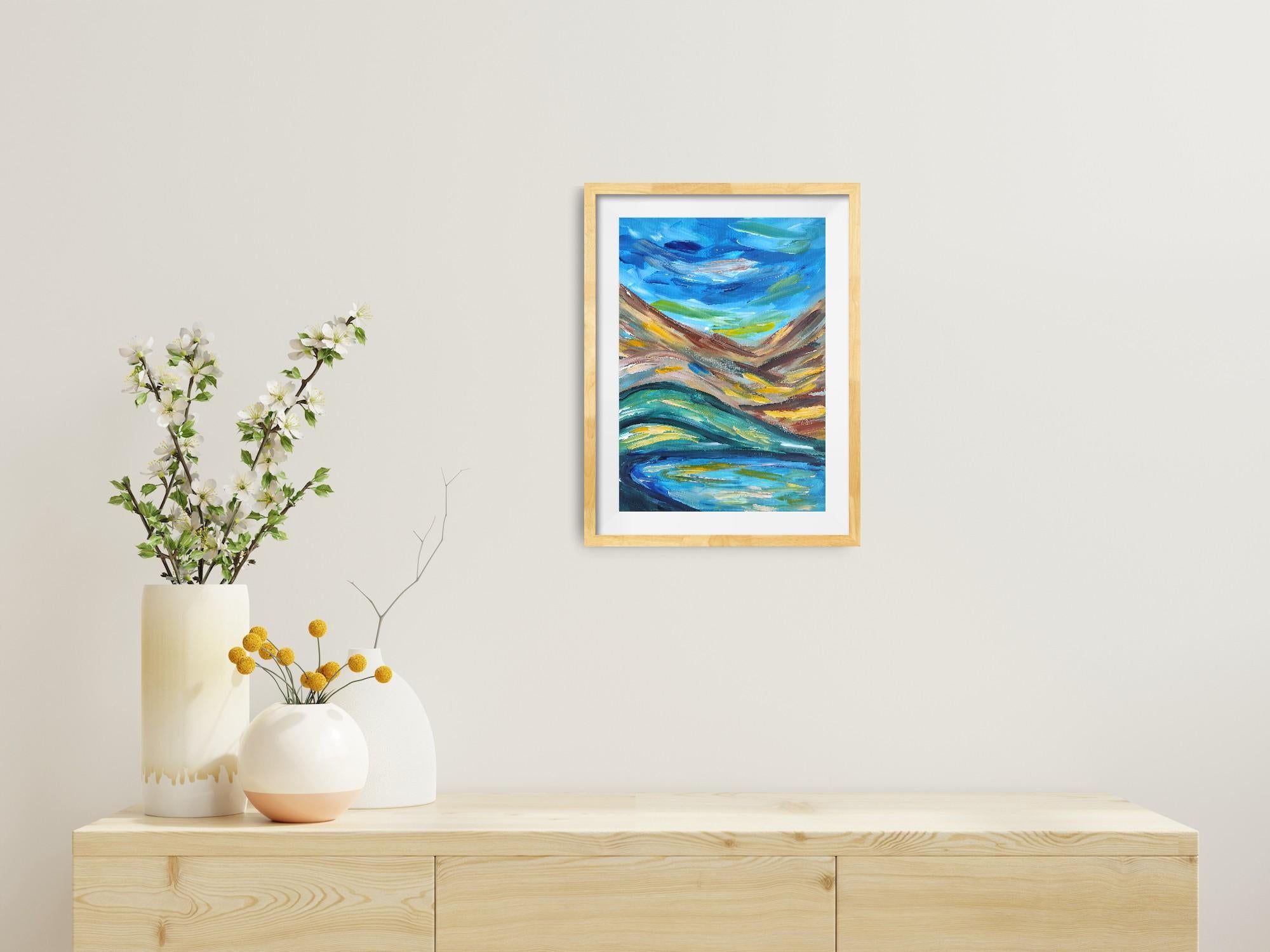 Dieses zeitgenössische abstrakte expressionistische Landschaftsgemälde wurde von der französischen Künstlerin Natalya Mougenot als Teil ihrer fortlaufenden, von der Natur inspirierten Serie geschaffen. Unter dem Titel 