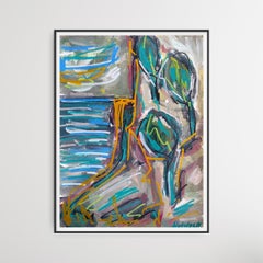 Contemporary abstract expressionist nature landscape painting "Cliffside memory"