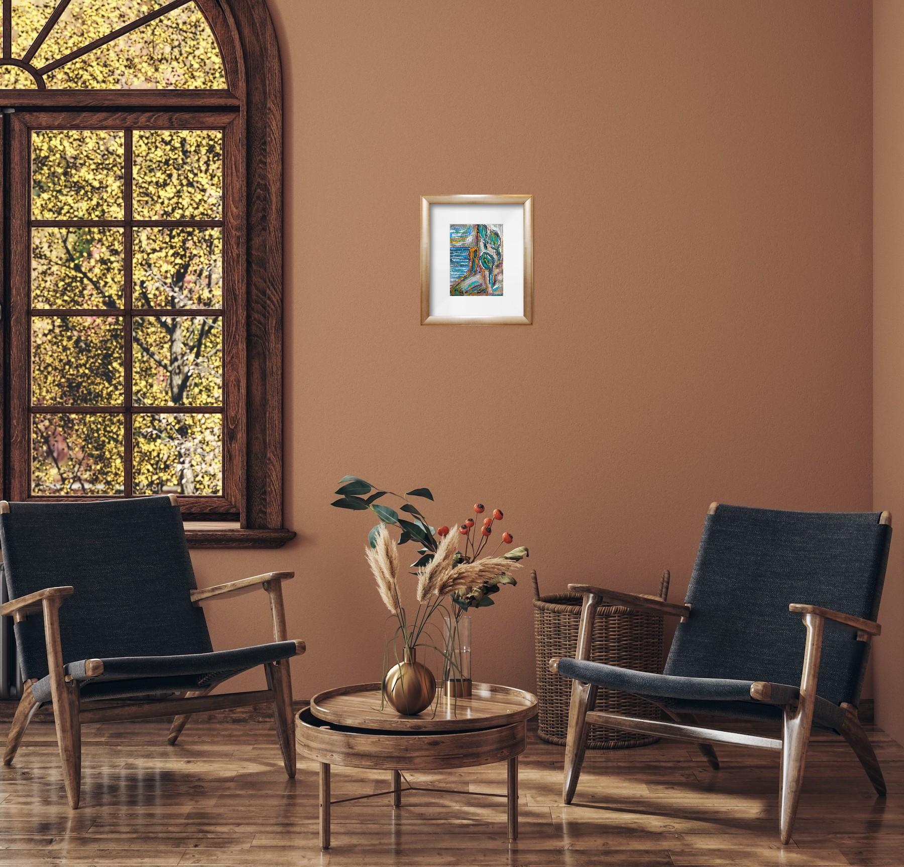 Dieses zeitgenössische abstrakte expressionistische Landschaftsgemälde wurde von der französischen Künstlerin Natalya Mougenot im Rahmen ihrer fortlaufenden Erforschung von Erinnerung, Emotionen und der Natur der inneren Erfahrung geschaffen. 

In