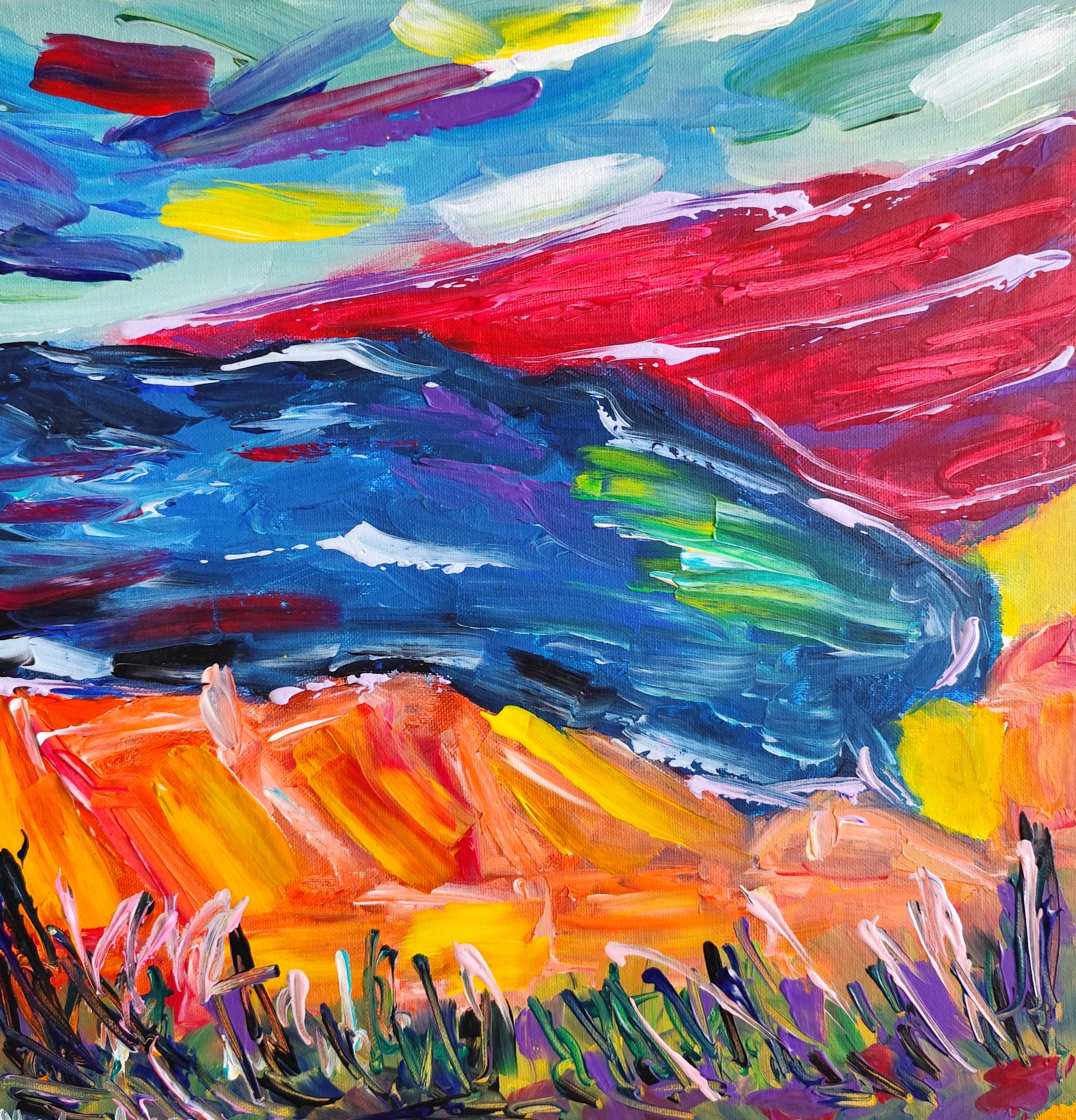 Abstract Painting de Mougenot Natalya - Expresionismo abstracto contemporáneo naturaleza sobre lienzo "Bajo el cielo de verano"