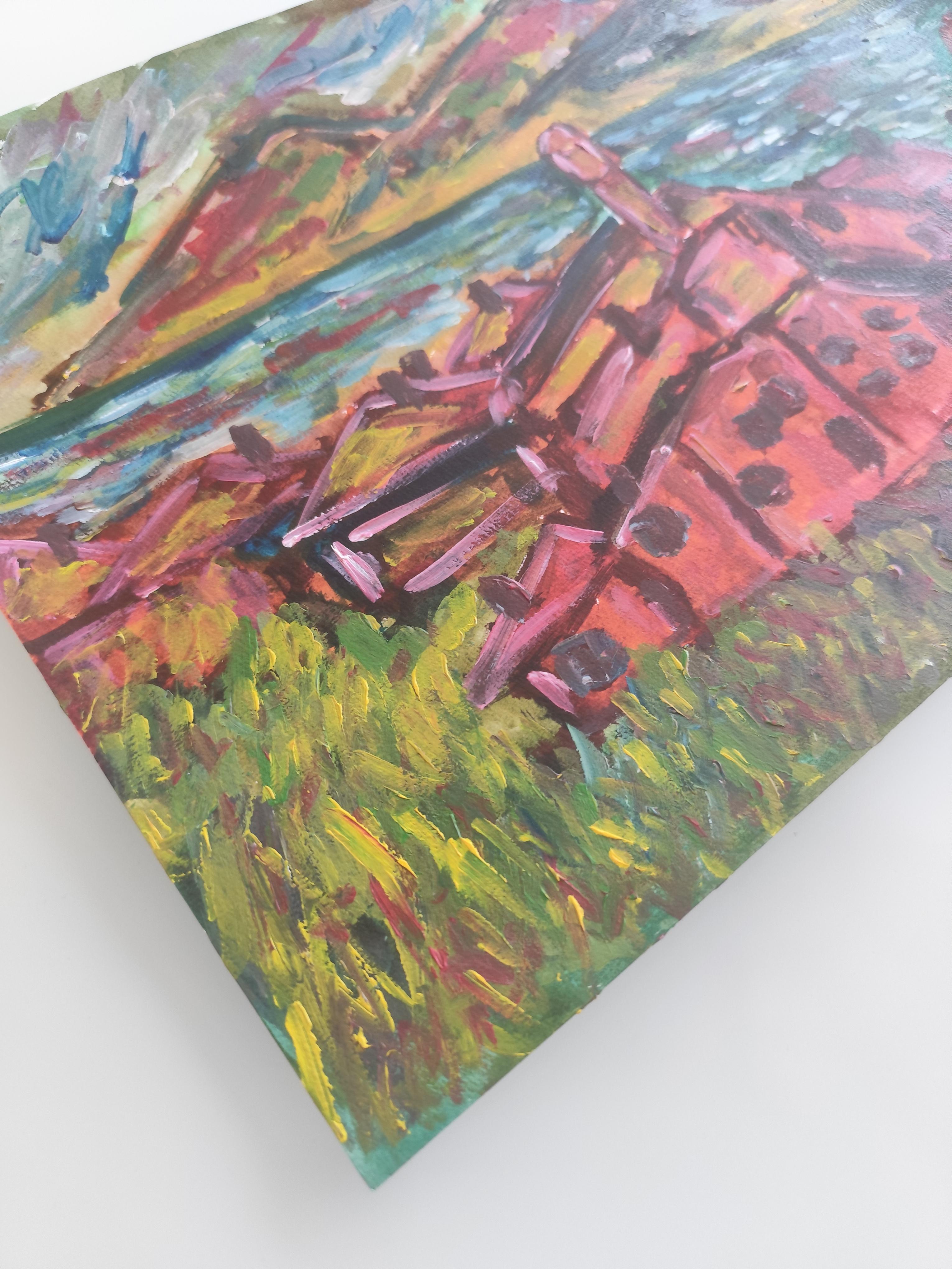 Contemporary abstract expressionist nature painting paper 