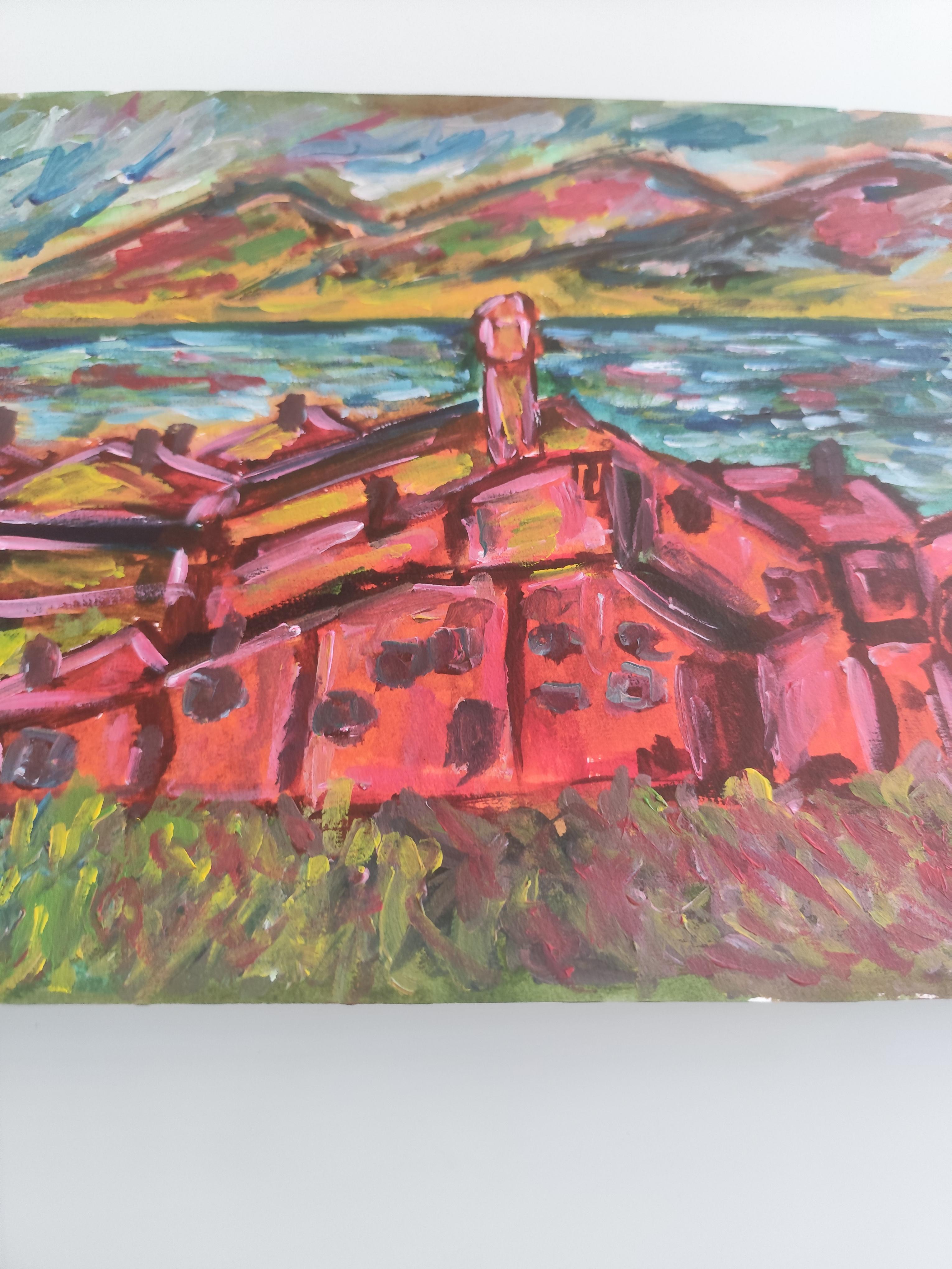 Contemporary abstract expressionist nature painting paper 