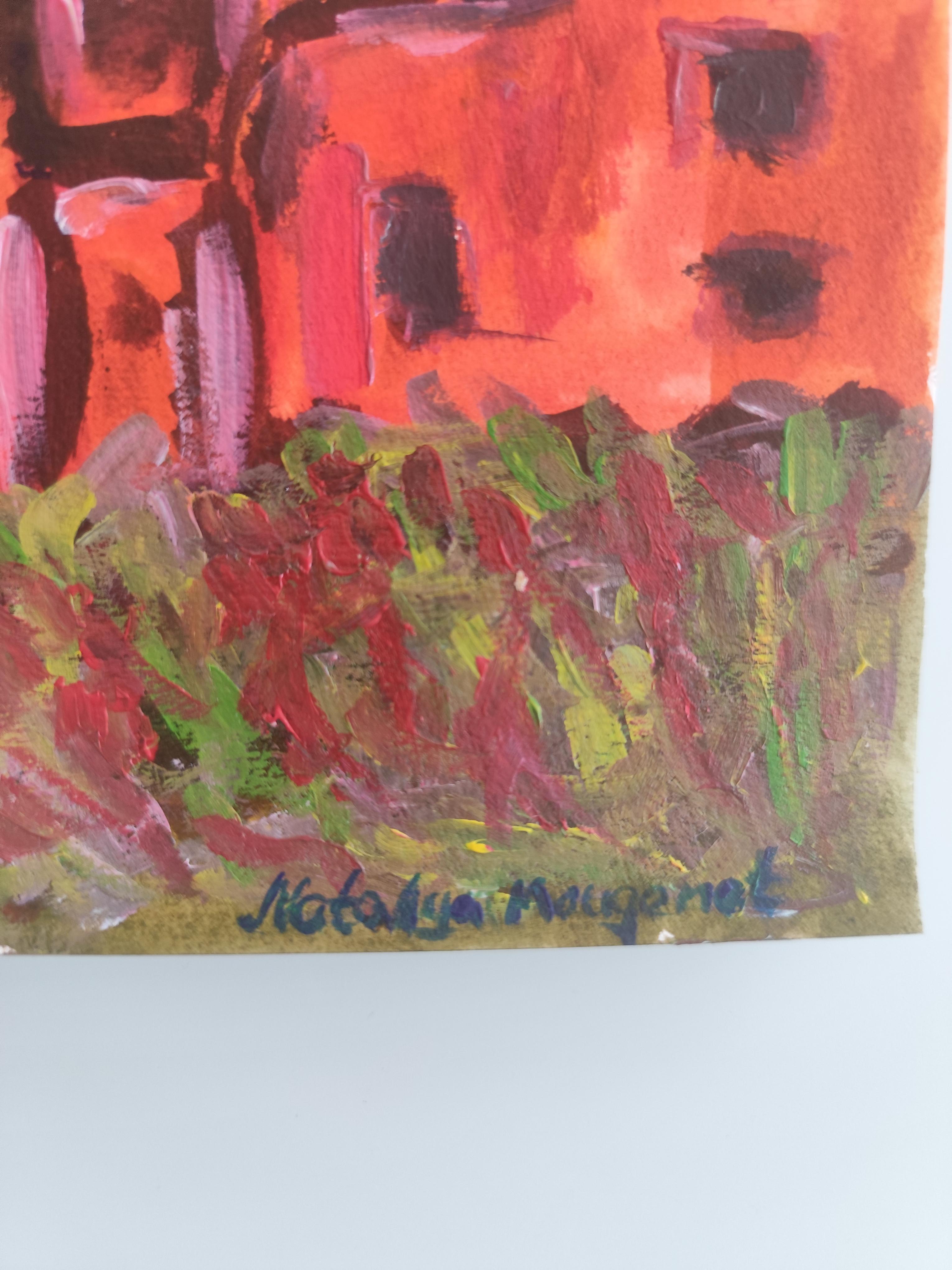 Contemporary abstract expressionist nature painting paper 
