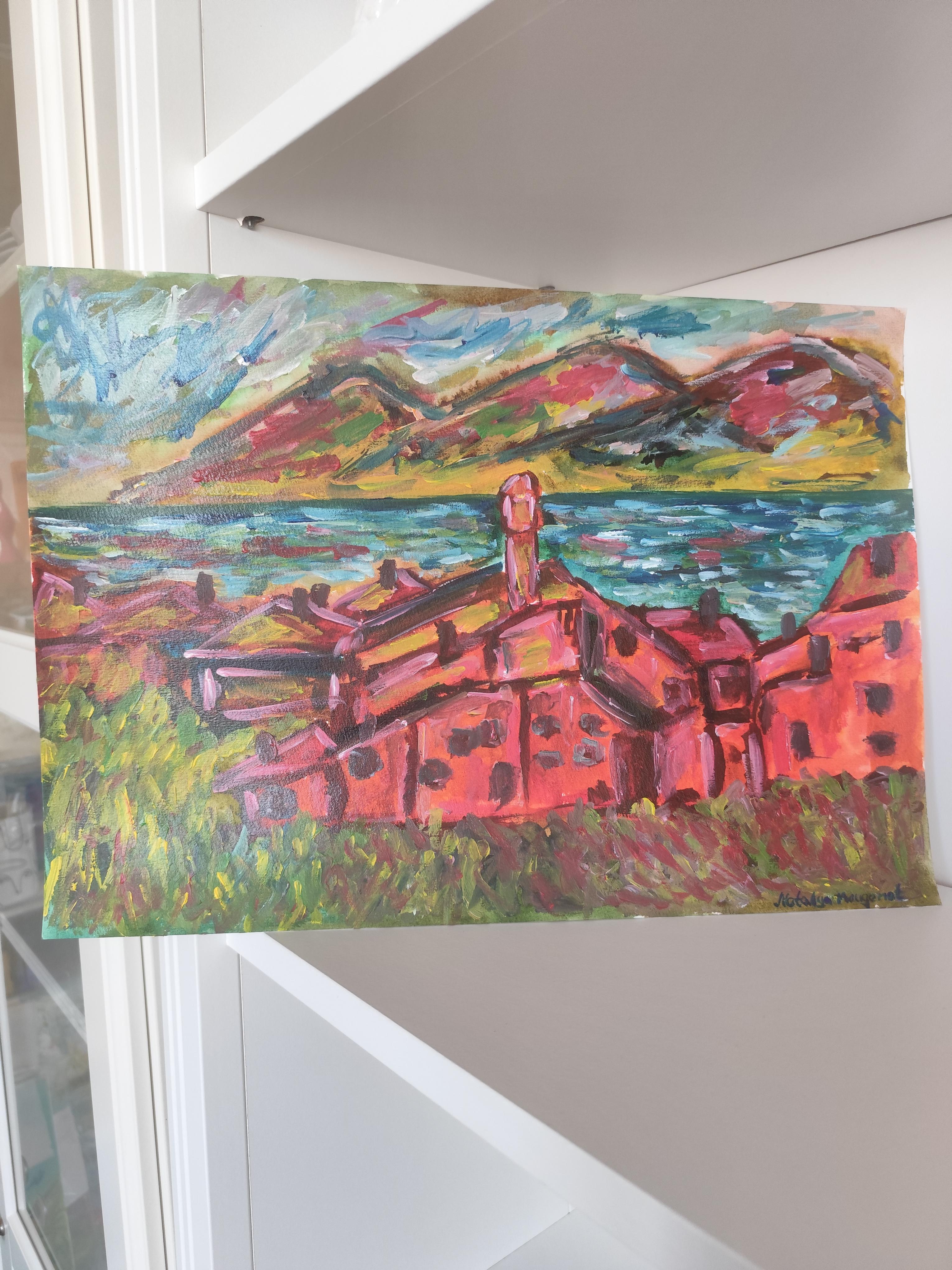 Contemporary abstract expressionist nature painting paper 