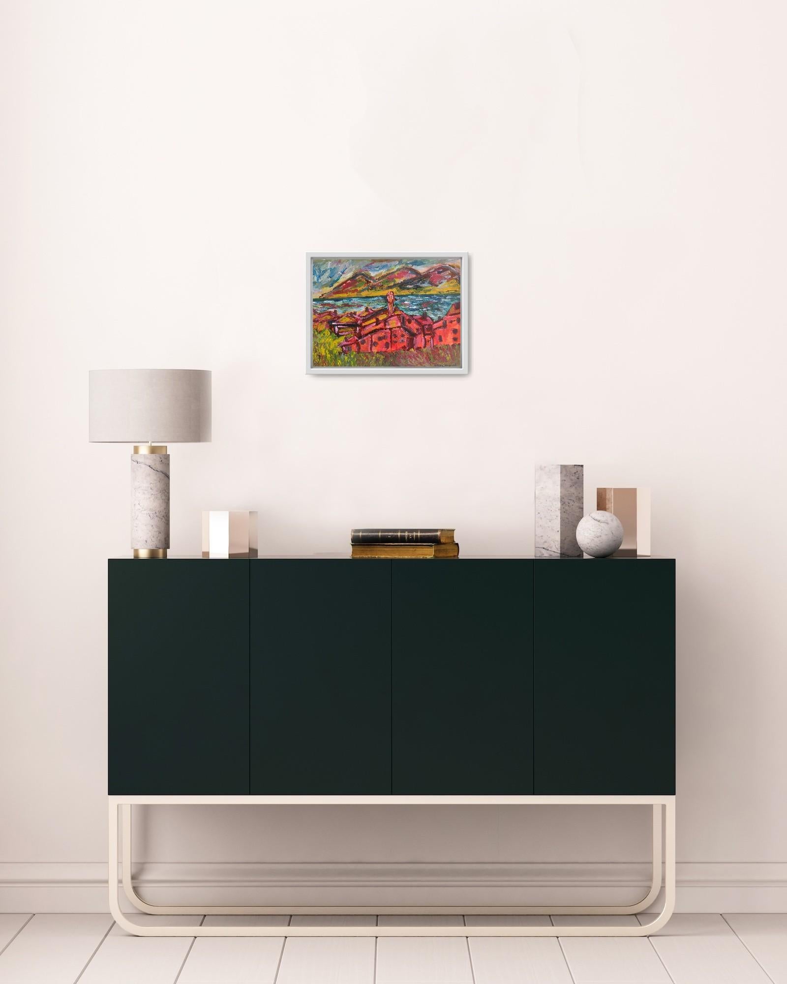 Contemporary abstract expressionist nature painting paper 