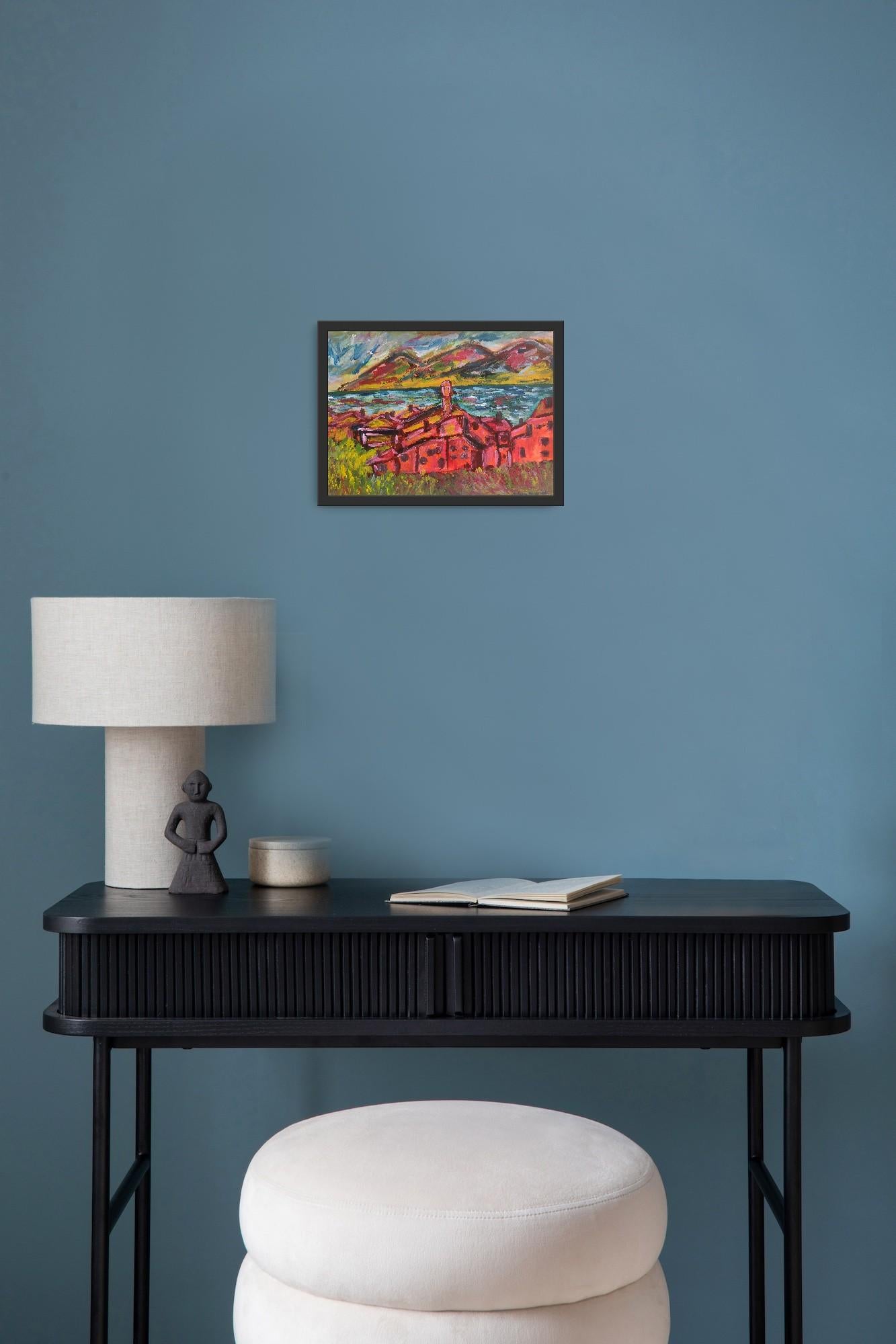 Contemporary abstract expressionist nature painting paper 