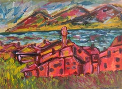 Contemporary abstract expressionist nature painting paper "Whispers of Provence"