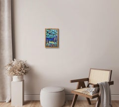 Zeitgenössische abstrakte expressionistische Natur Provence "Wolken über Zypressen"