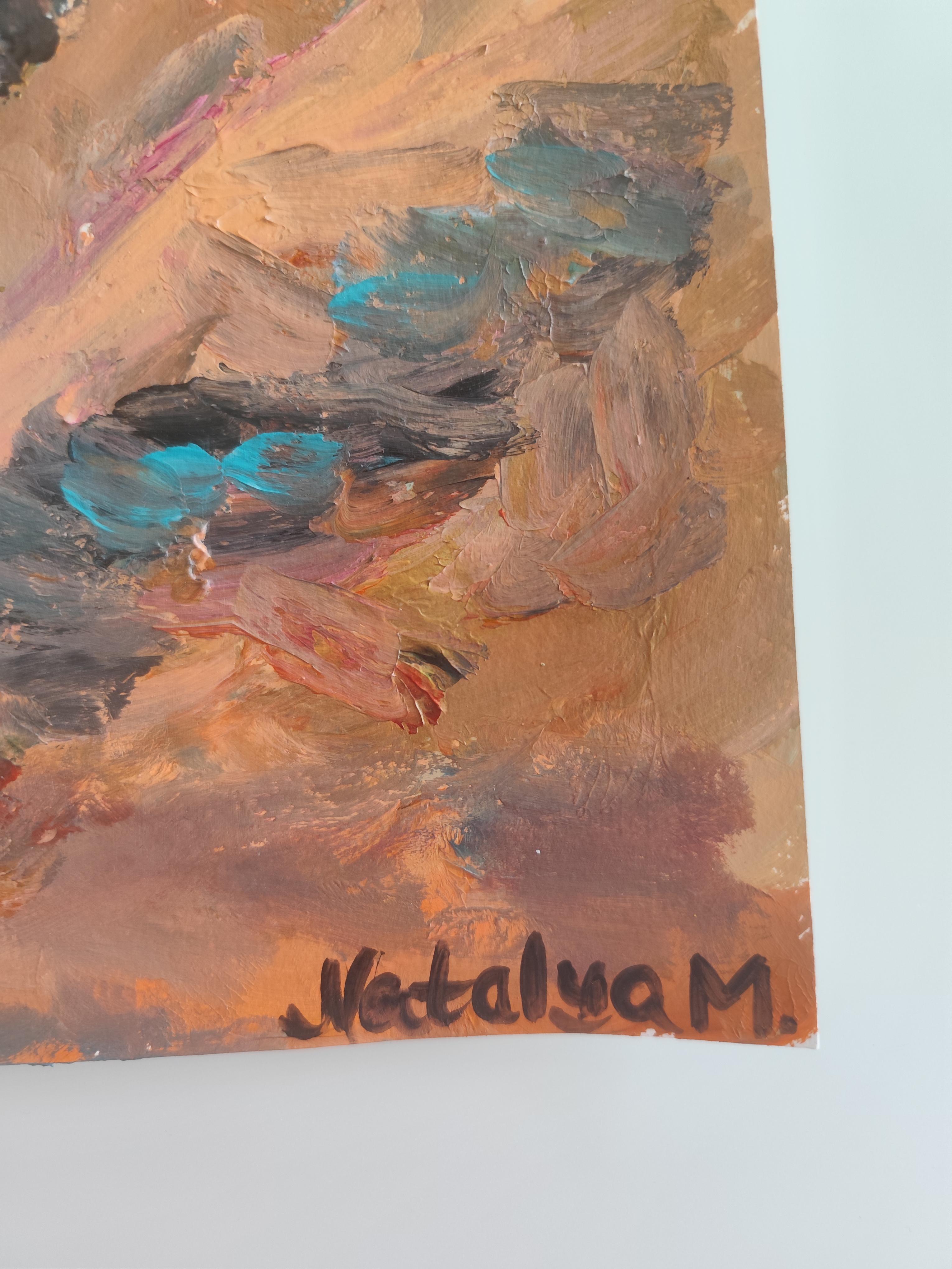 Abstrait contemporain  peinture expressionniste de nature en mer 