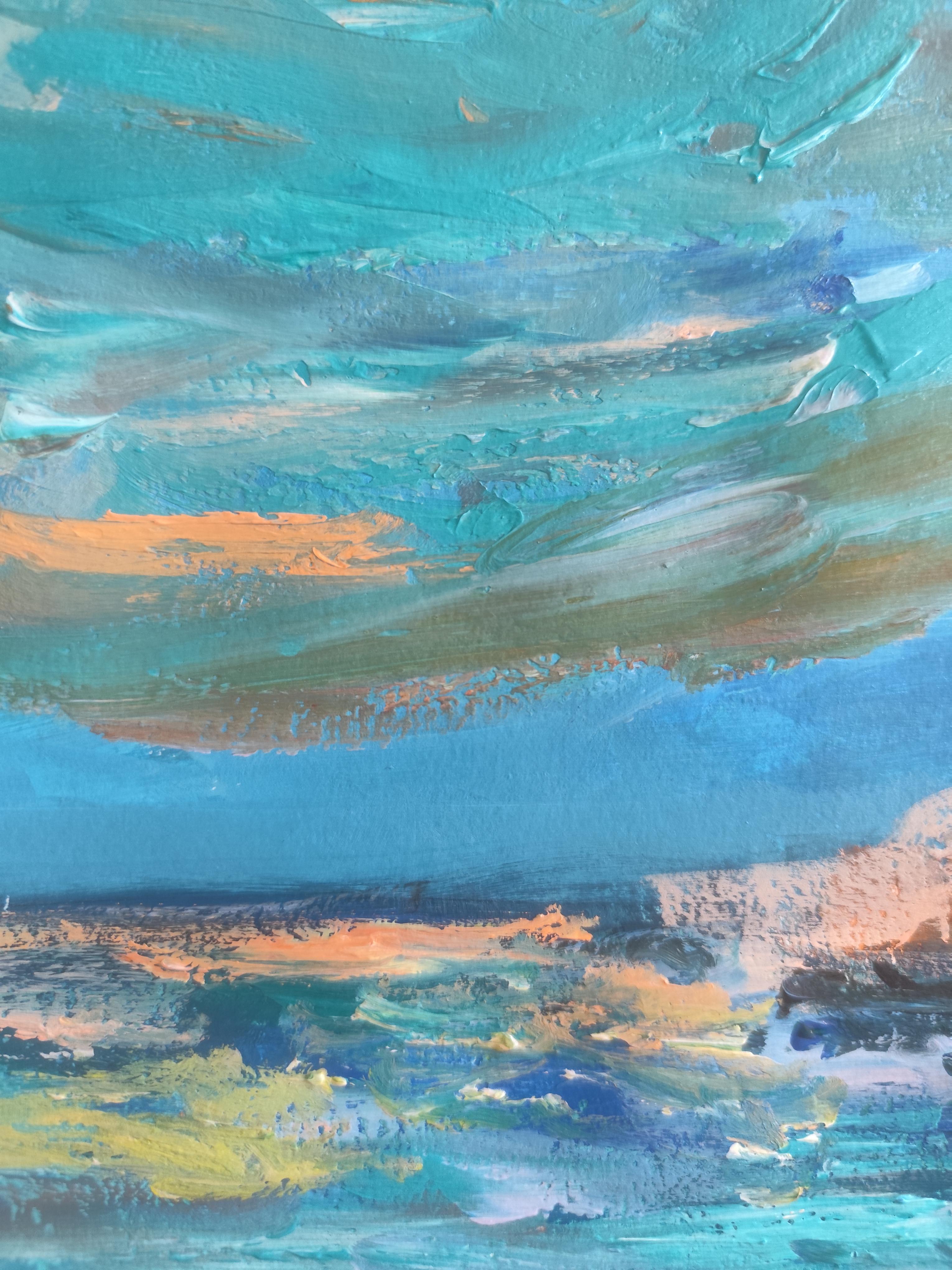 Abstrait contemporain  peinture expressionniste de nature en mer 