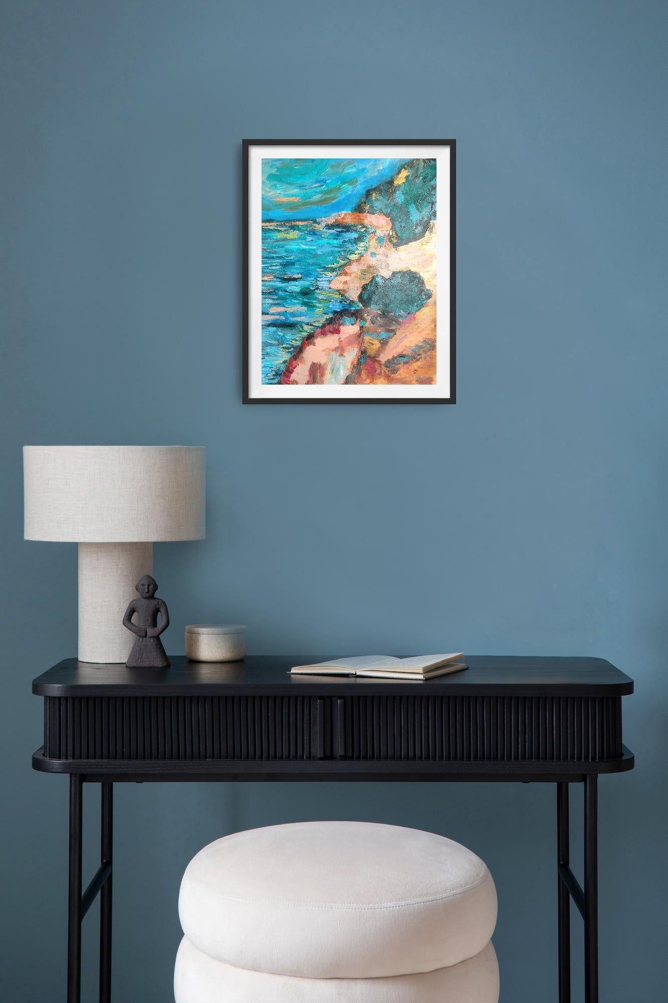 Abstrait contemporain  peinture expressionniste de nature en mer 