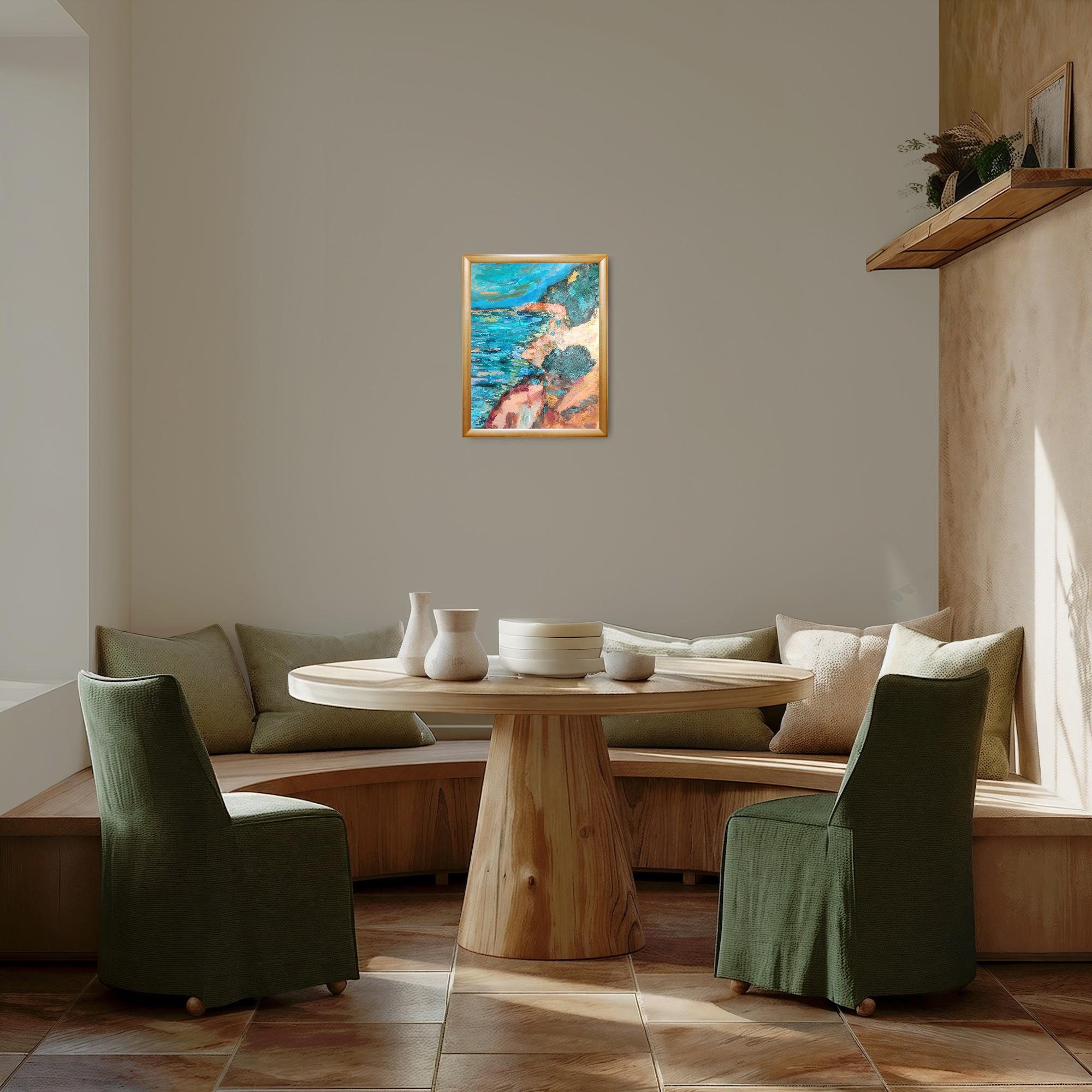 Abstrait contemporain  peinture expressionniste de nature en mer 