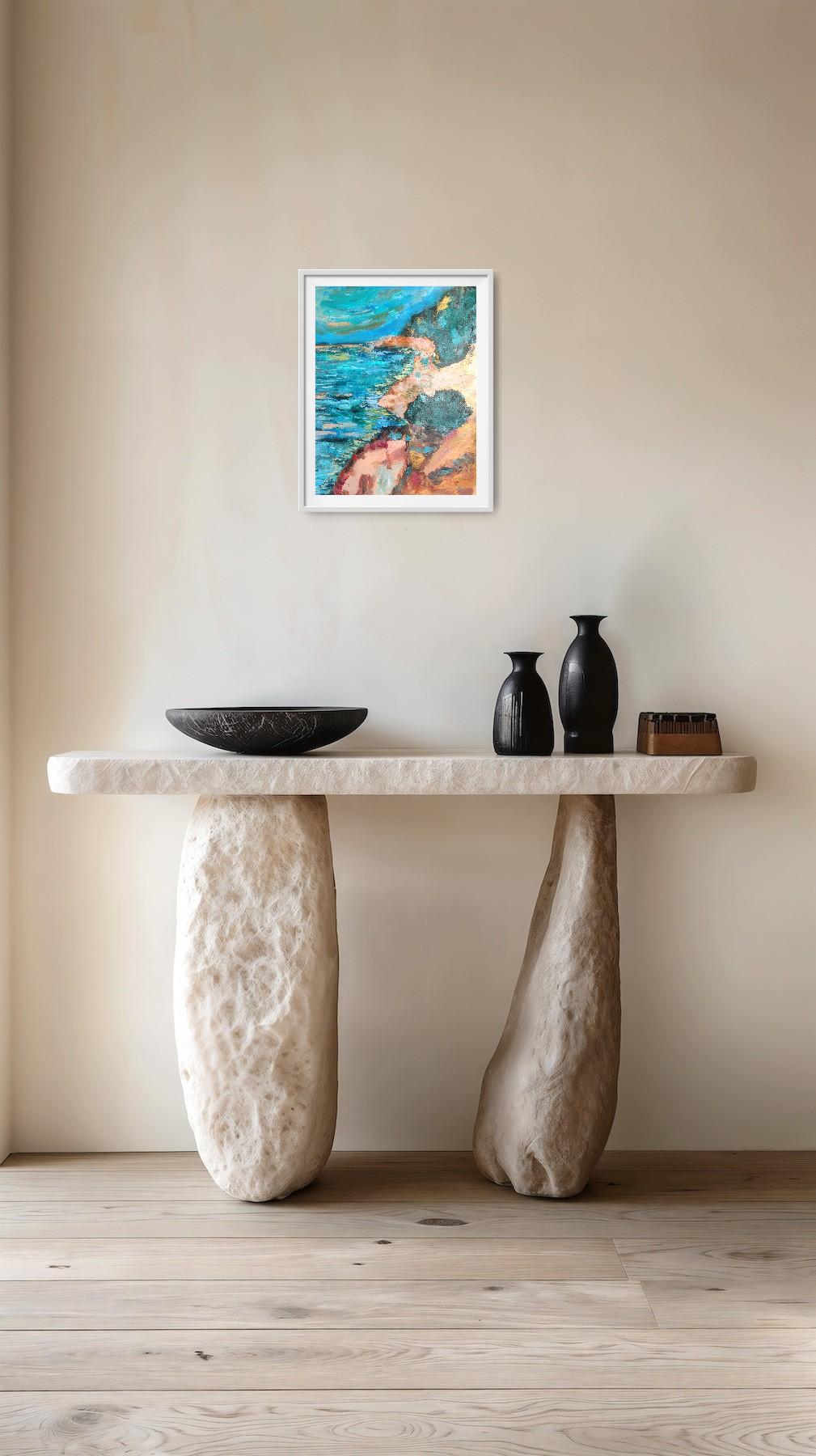 Abstrait contemporain  peinture expressionniste de nature en mer 
