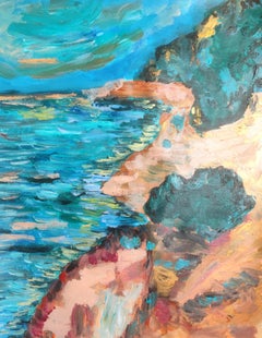 Abstrait contemporain  peinture expressionniste de nature en mer "Coastal silence" (silence côtier)