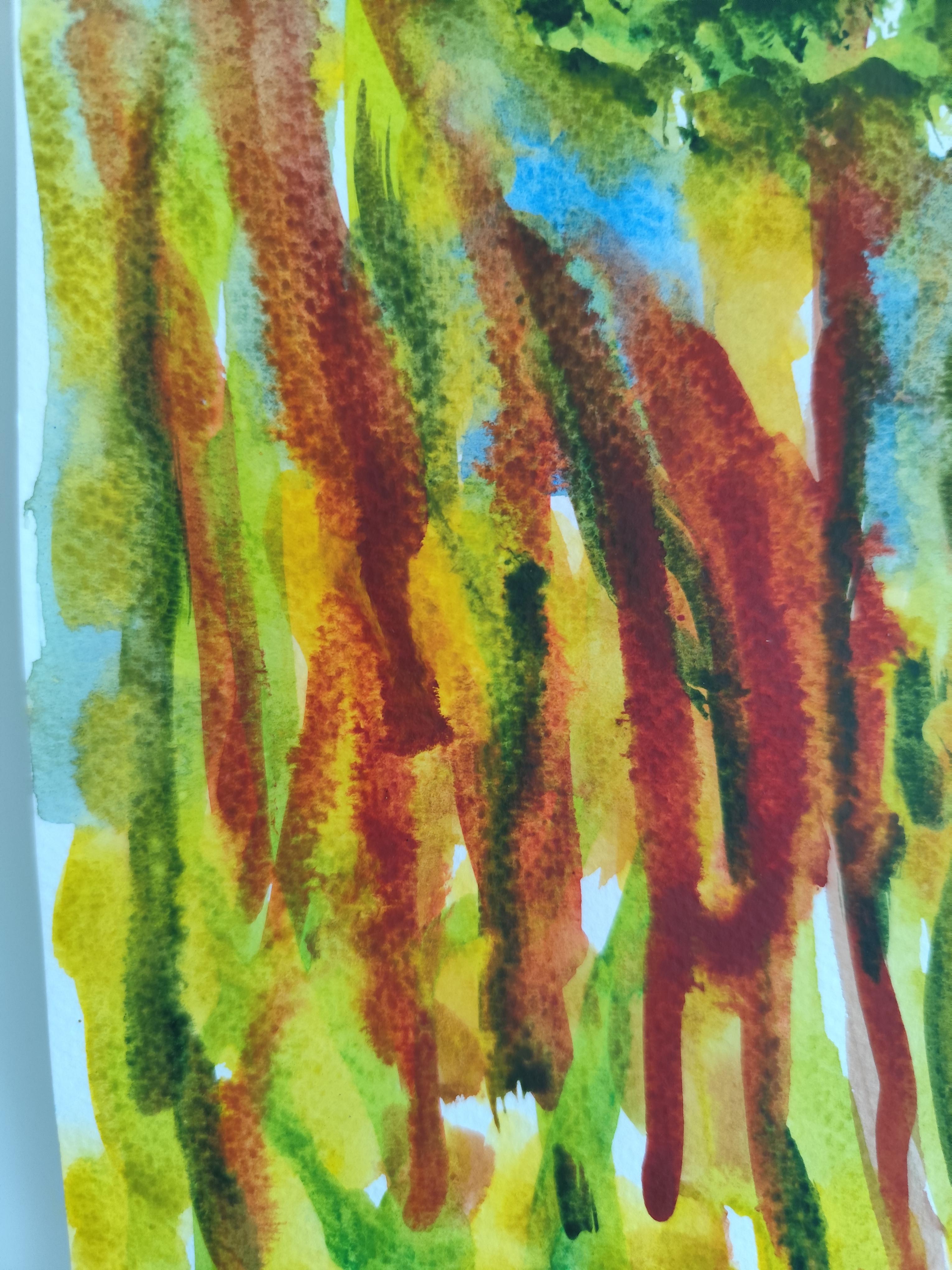 Contemporary abstract expressionist nature watercolor painting 