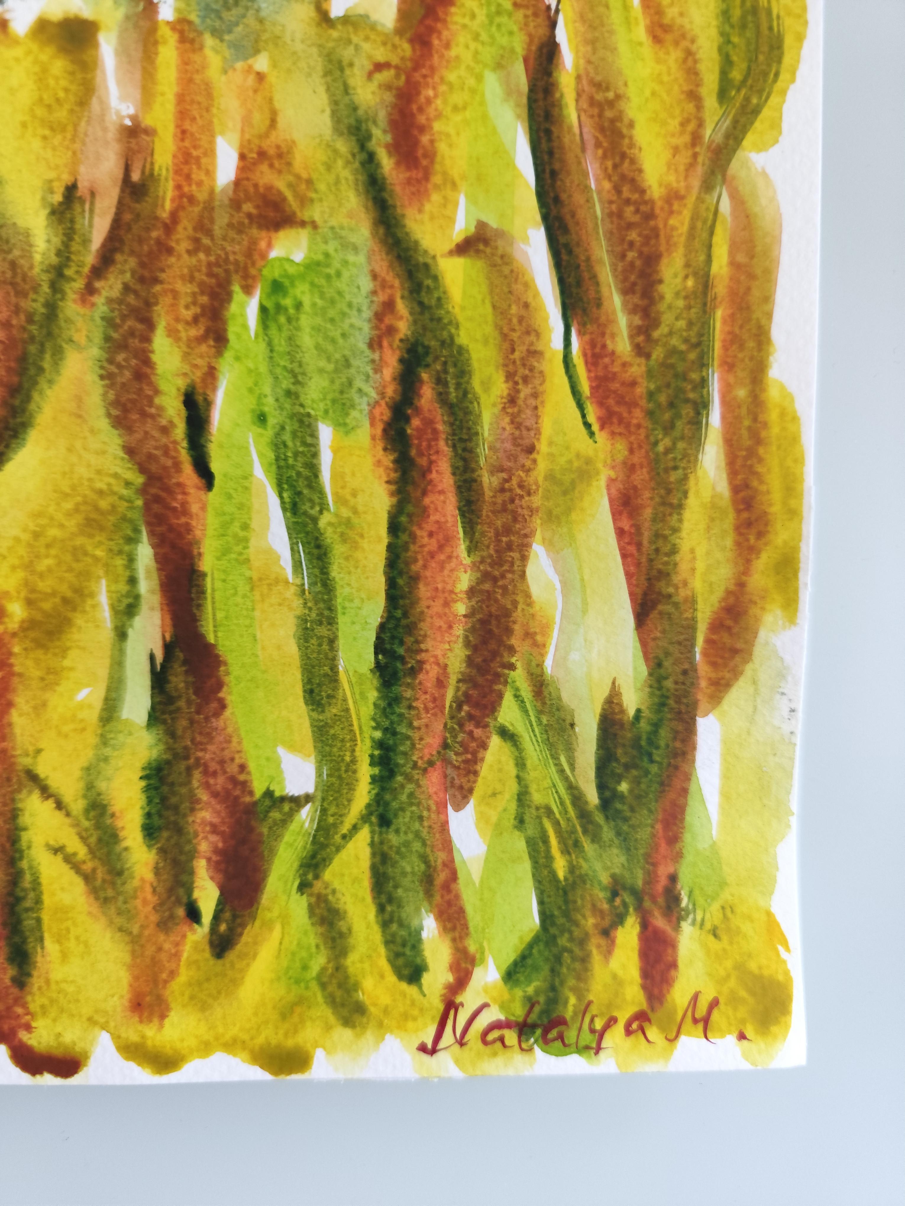 Contemporary abstract expressionist nature watercolor painting 