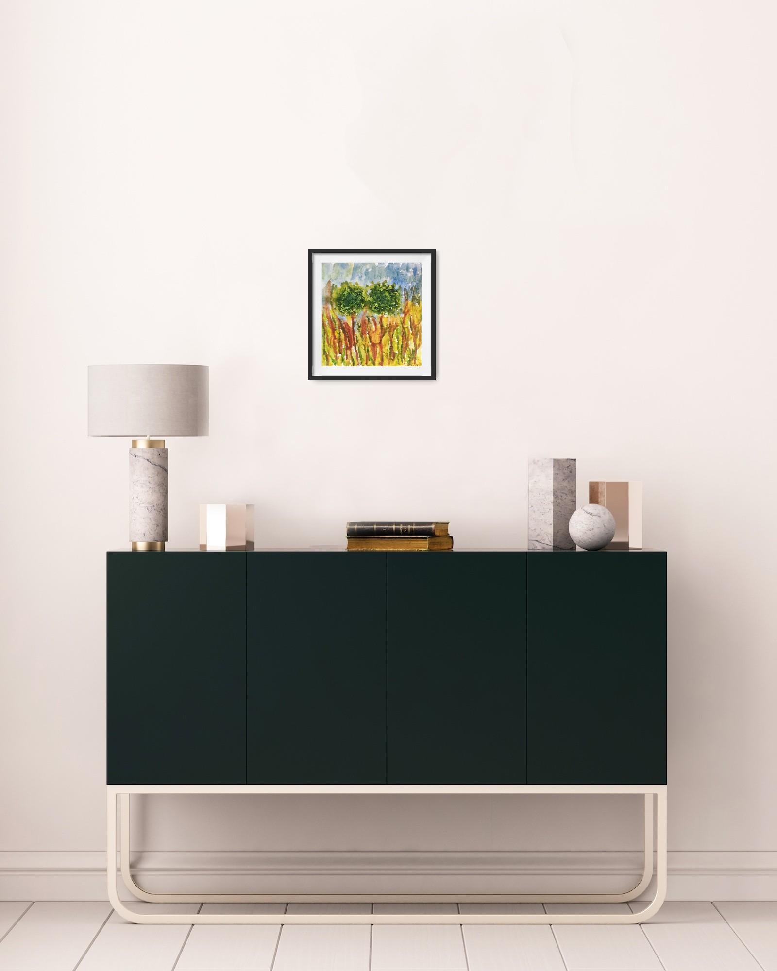 Contemporary abstract expressionist nature watercolor painting 